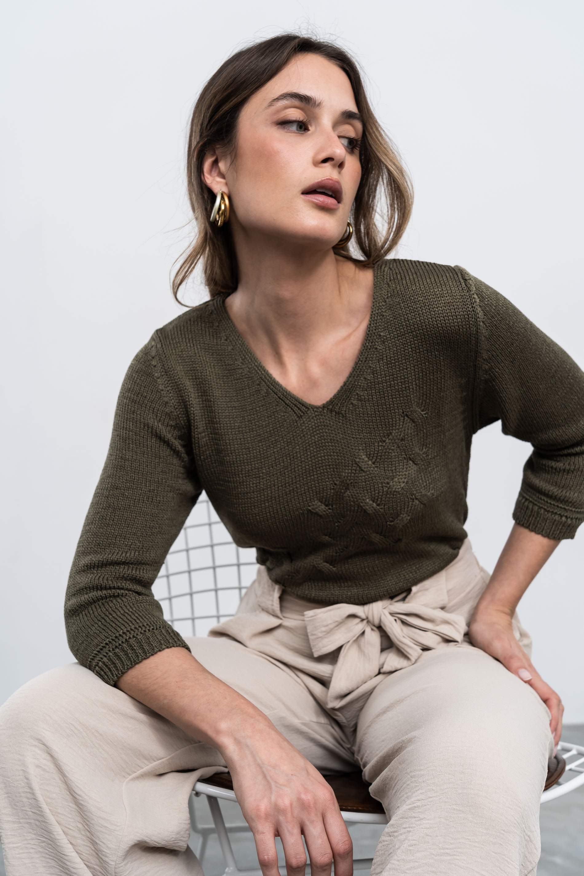 JERSEY ESPIGA CALADOS KAKI