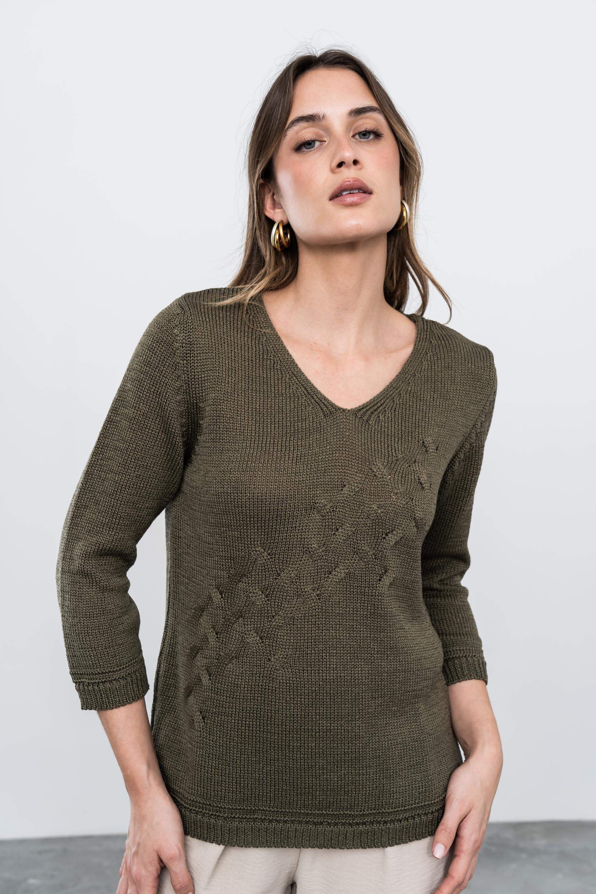 JERSEY ESPIGA CALADOS KAKI