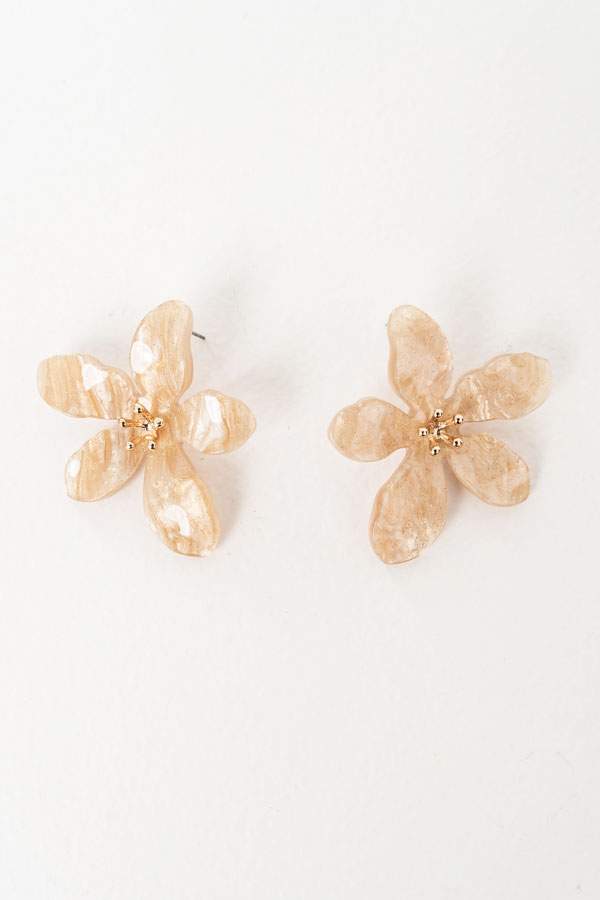 PENDIENTE FLOR RESINA BEIGE
