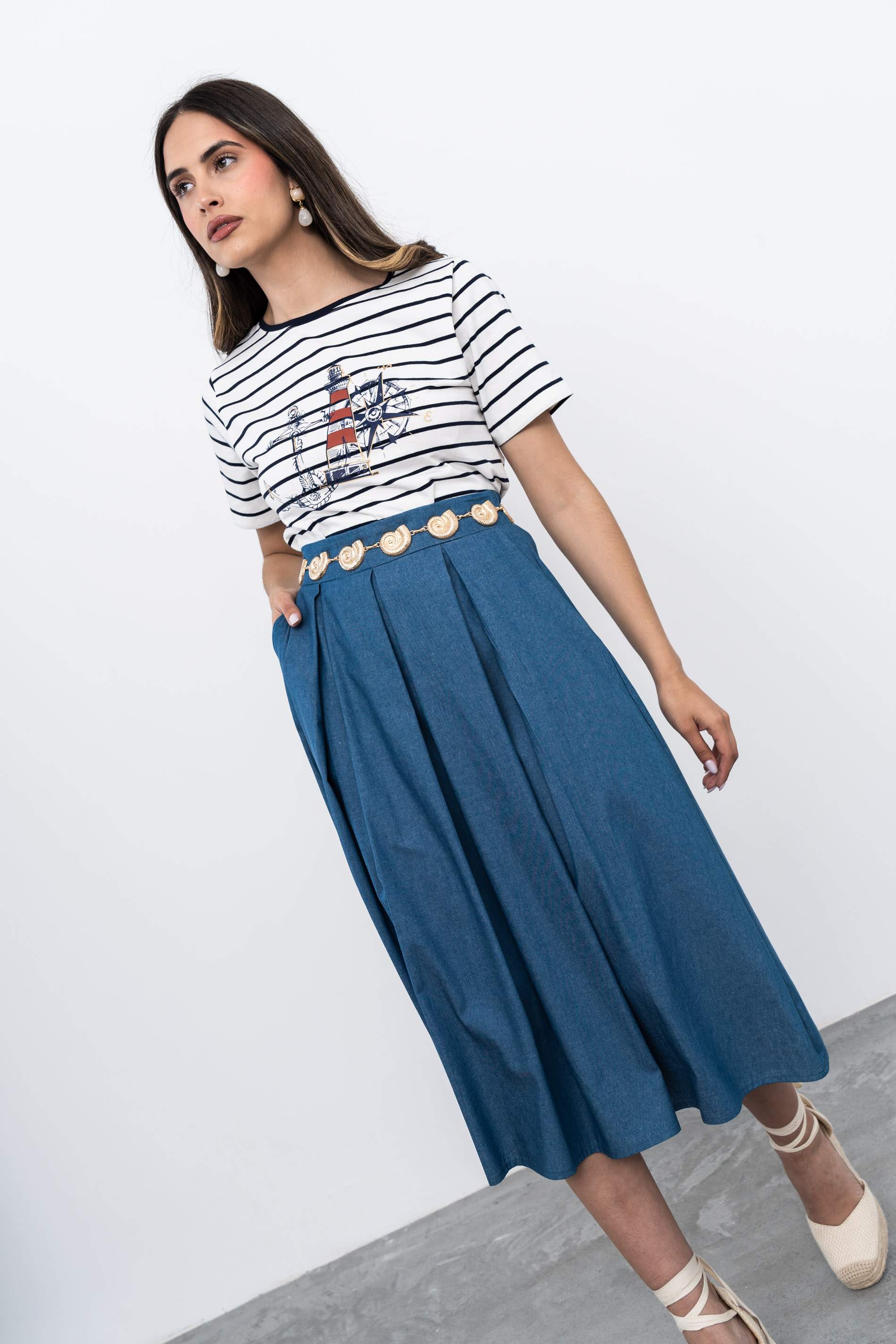 CAMISETA RAYAS BARCO MARINO