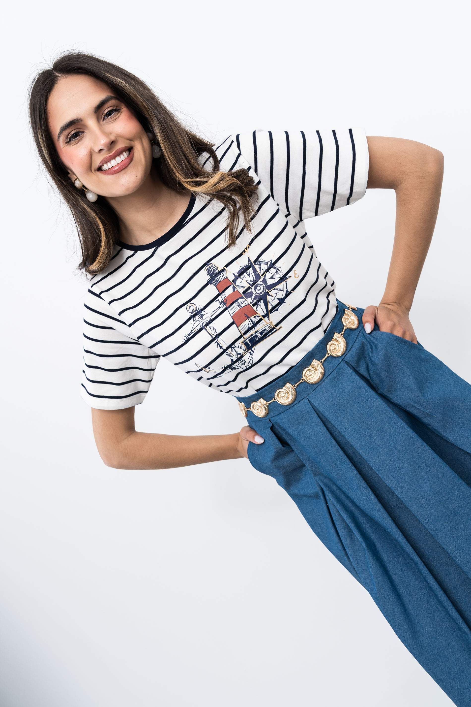 CAMISETA RAYAS BARCO MARINO