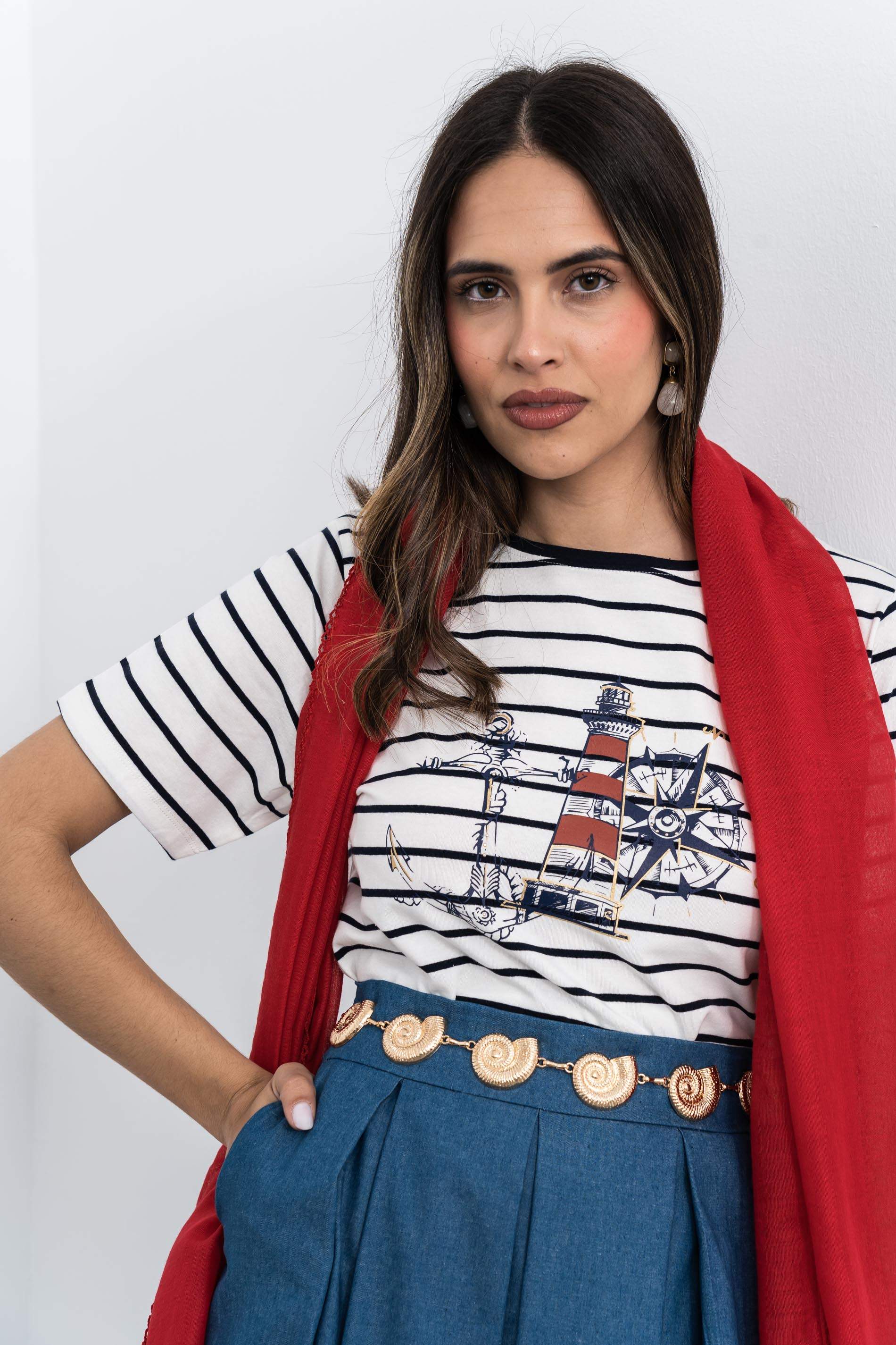 CAMISETA RAYAS BARCO MARINO