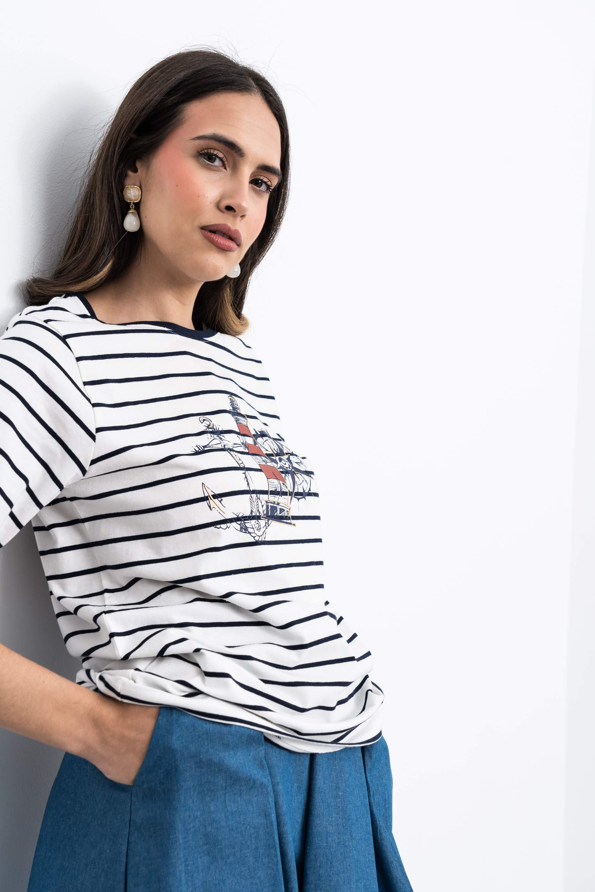 CAMISETA RAYAS BARCO MARINO