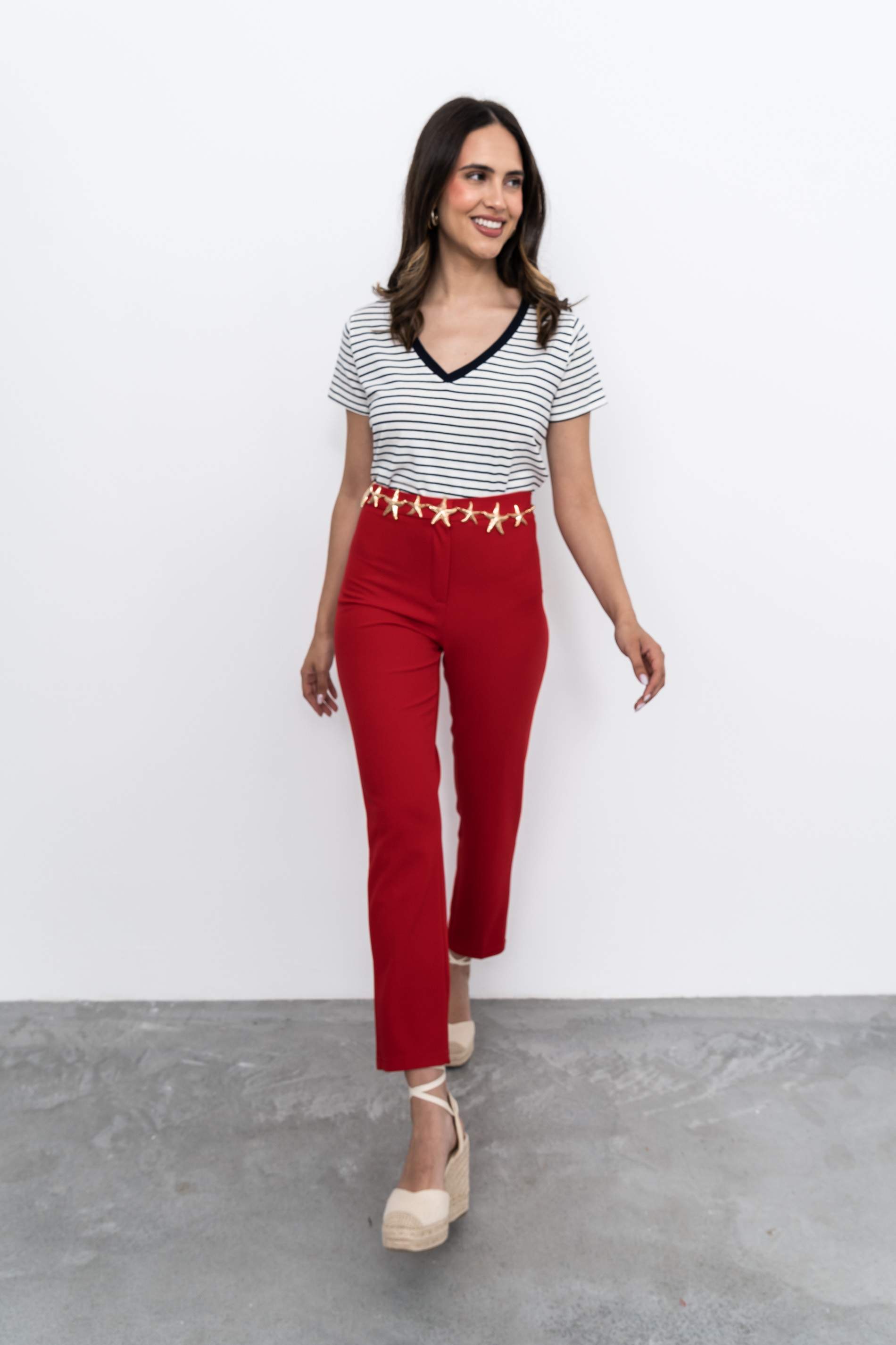 CAMISETA CUELLO PICO RAYAS 