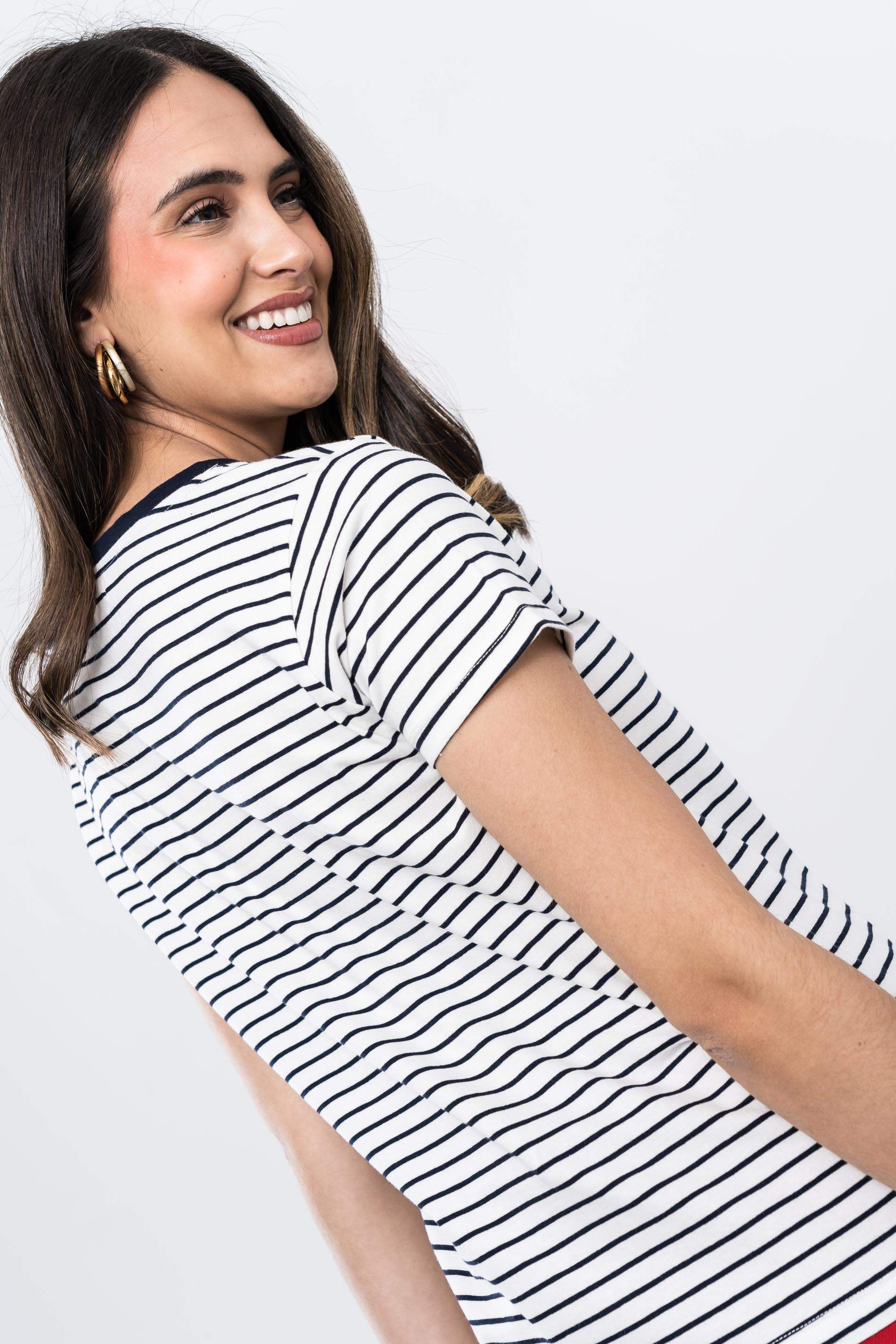 CAMISETA CUELLO PICO RAYAS 