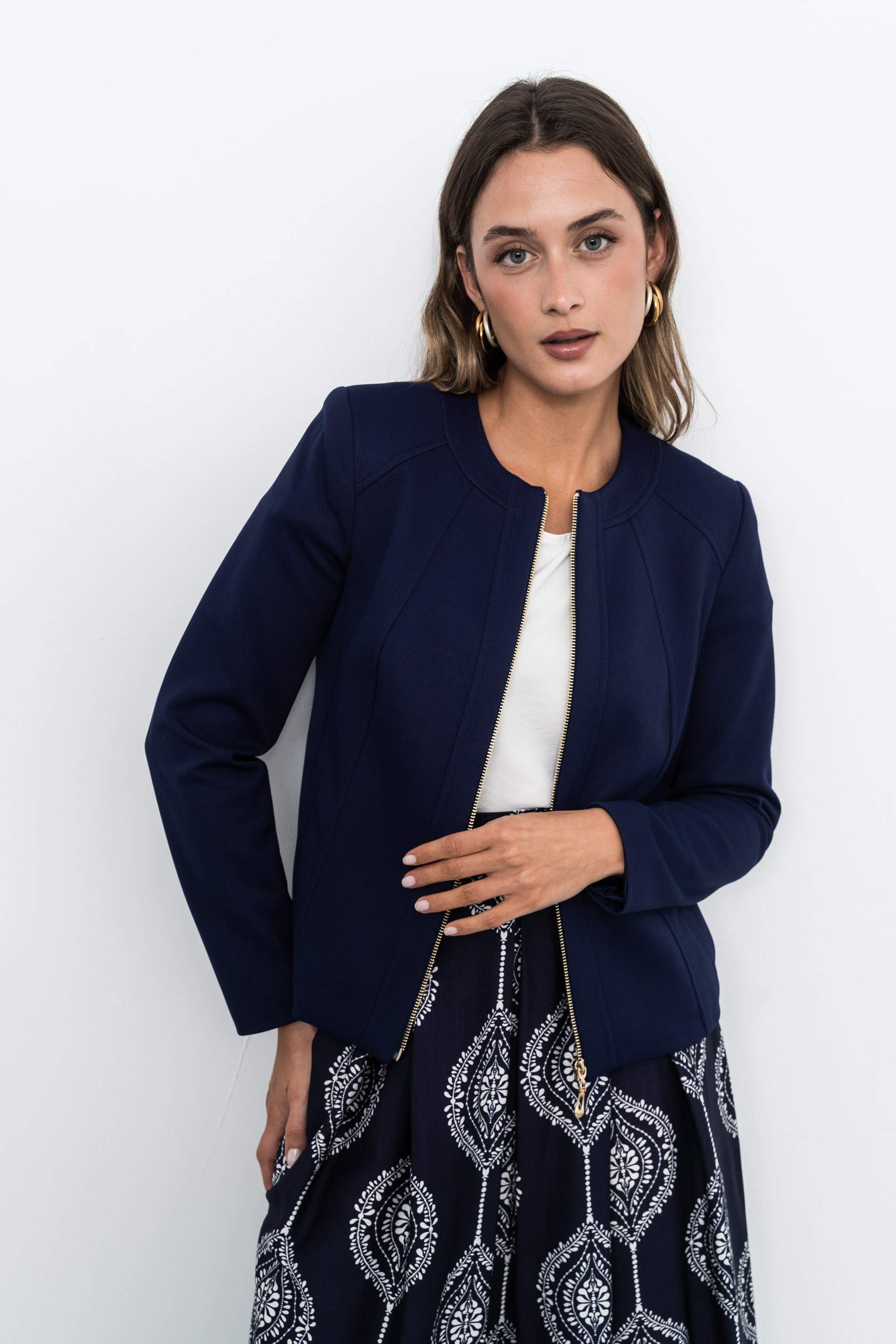 CHAQUETA CORTE CREMALLERA MARINO