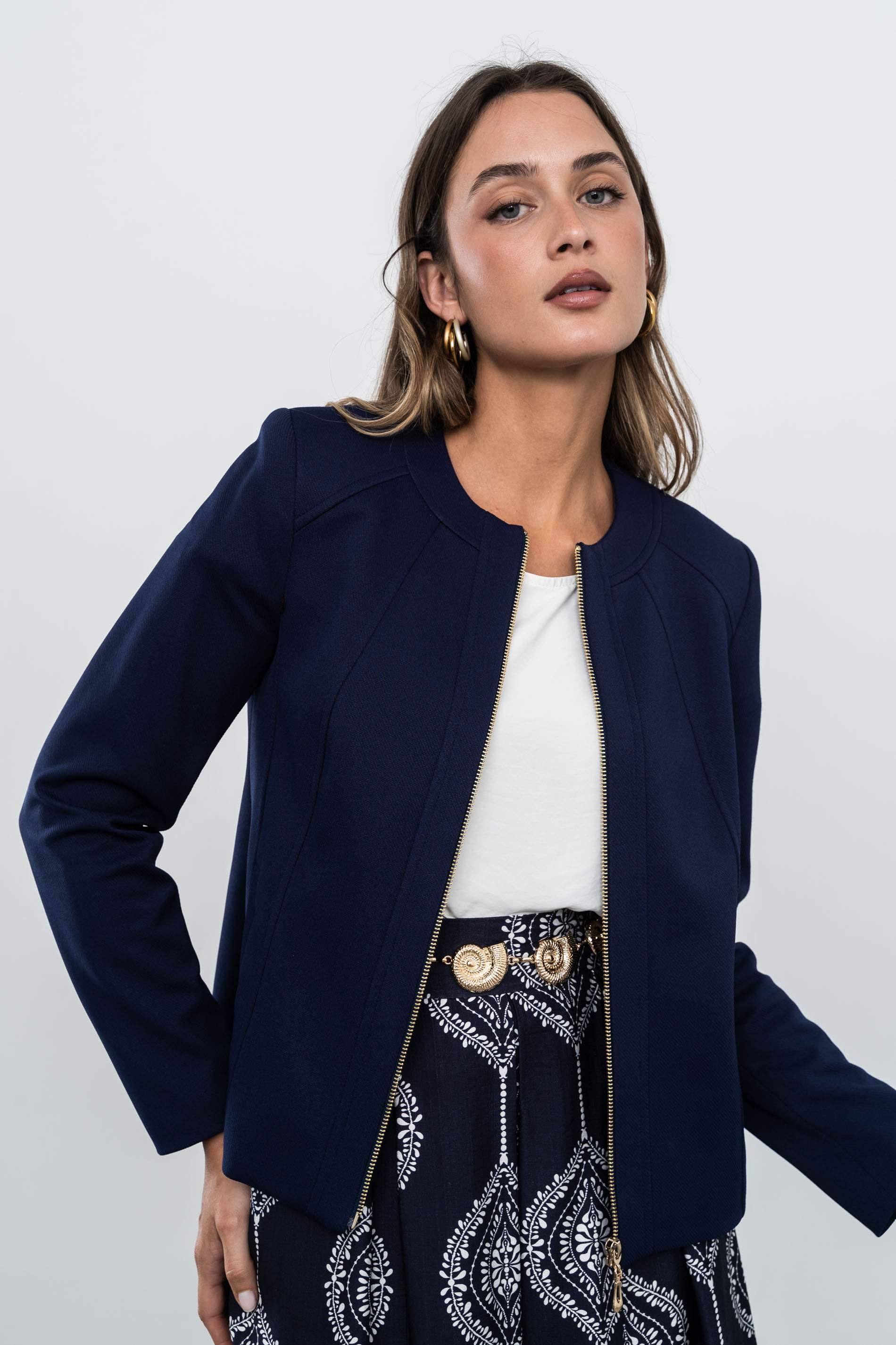 CHAQUETA CORTE CREMALLERA MARINO