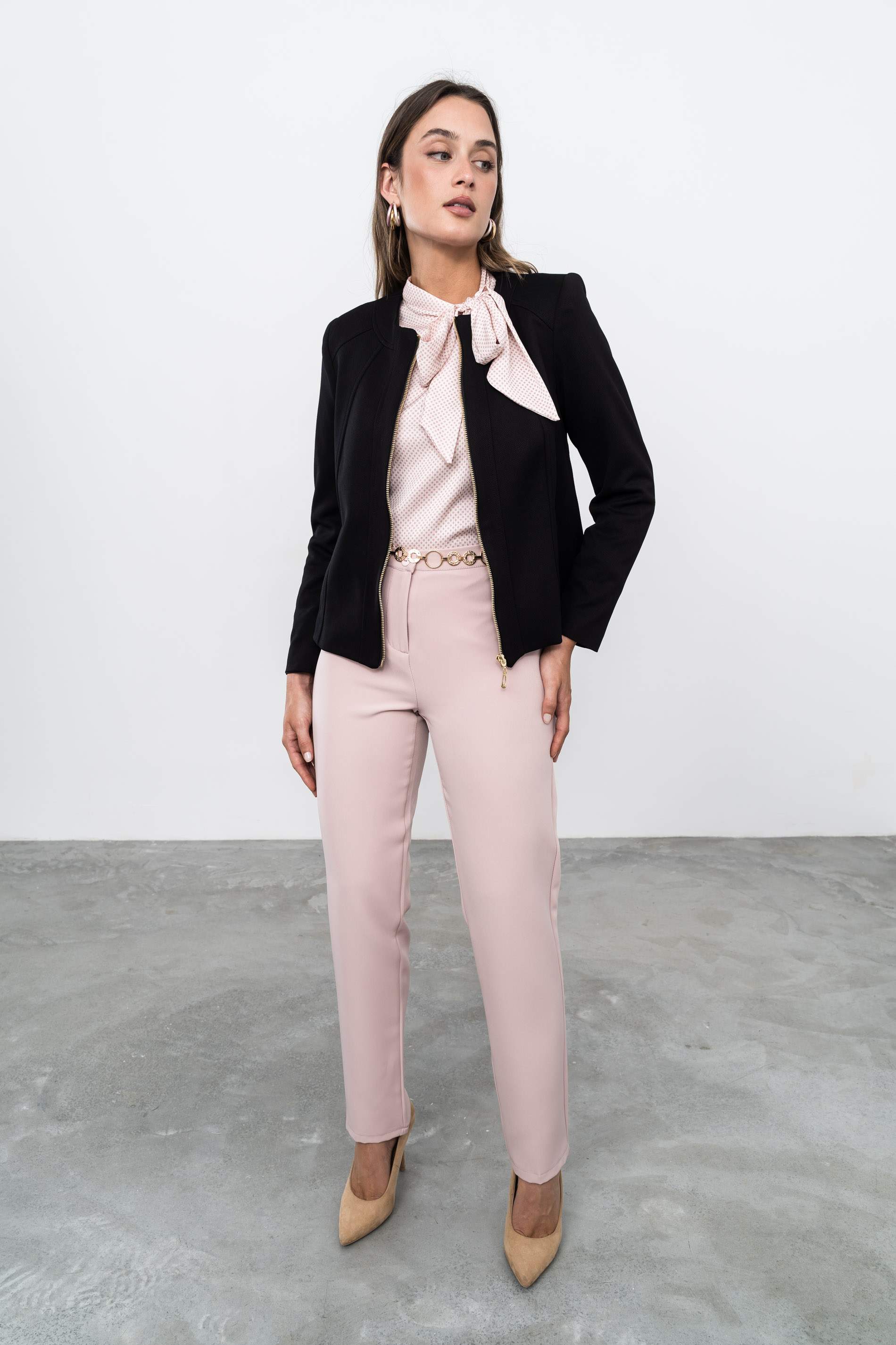 CHAQUETA CORTE CREMALLERA NEGRO