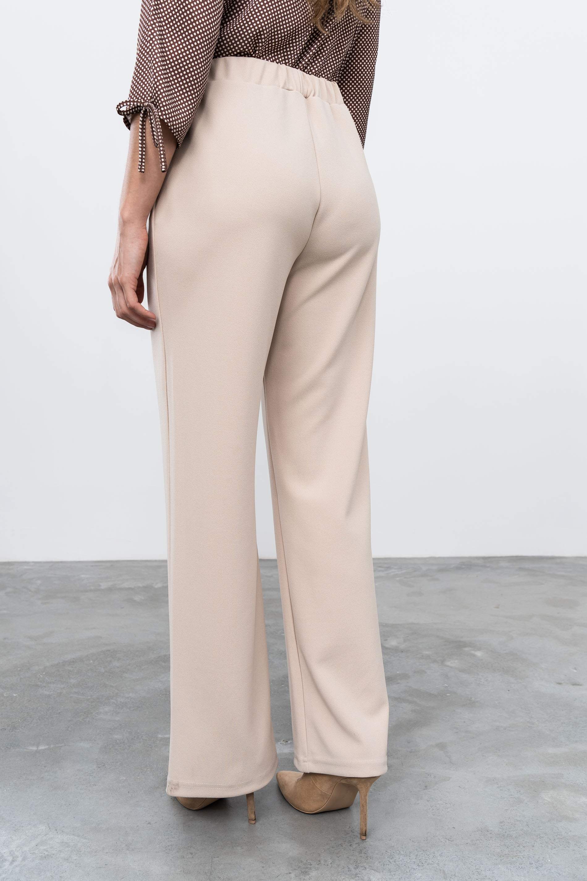 PANTALÓN RECTO GOMA ARENA