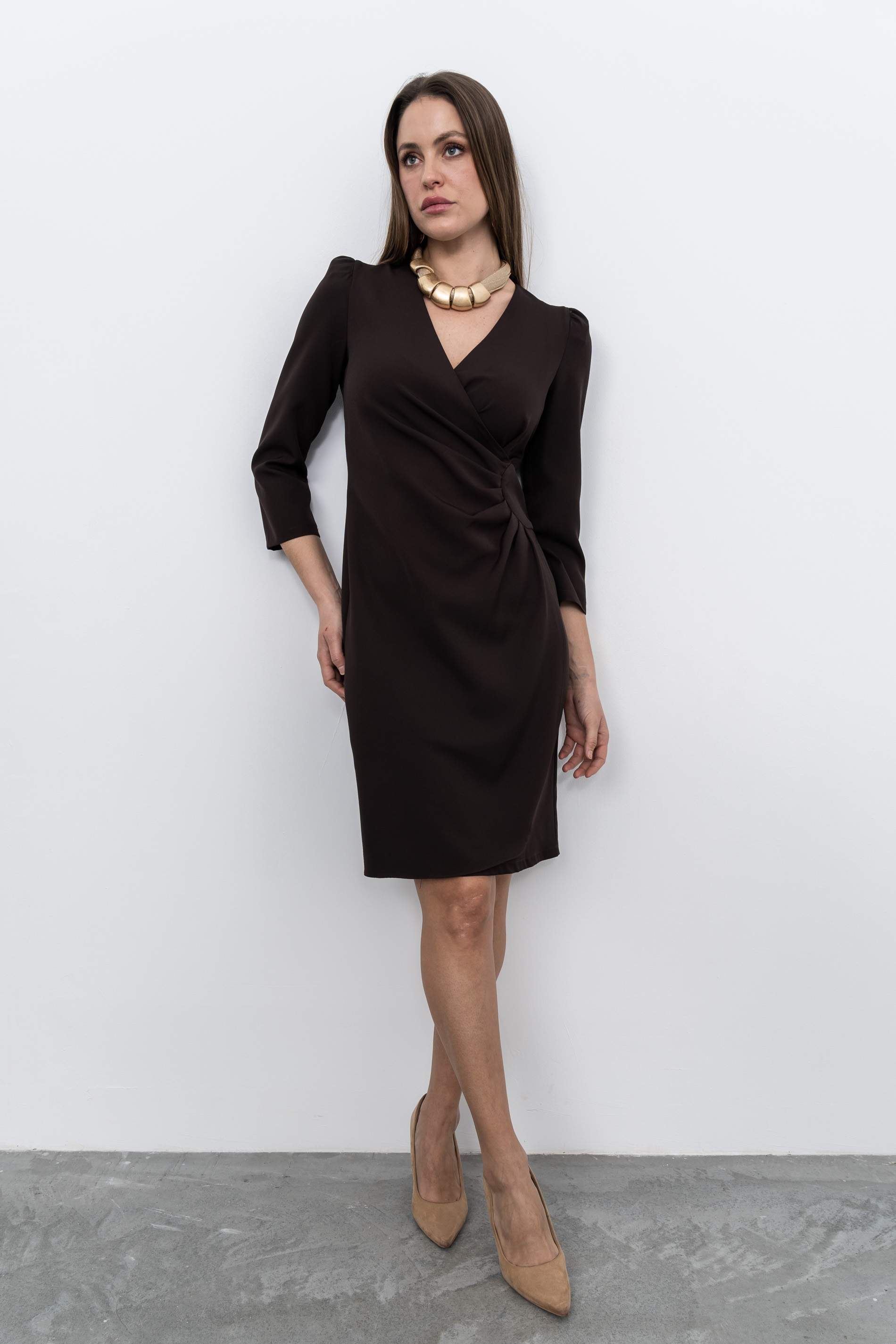 VESTIDO FRUNCE CINTURA CHOCOLATE