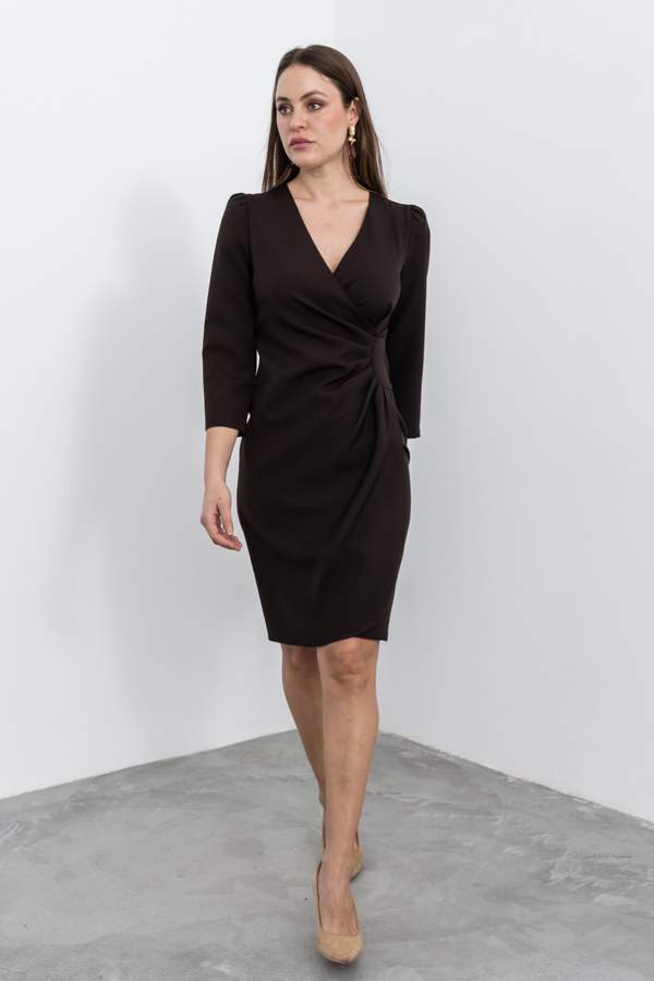 VESTIDO FRUNCE CINTURA CHOCOLATE