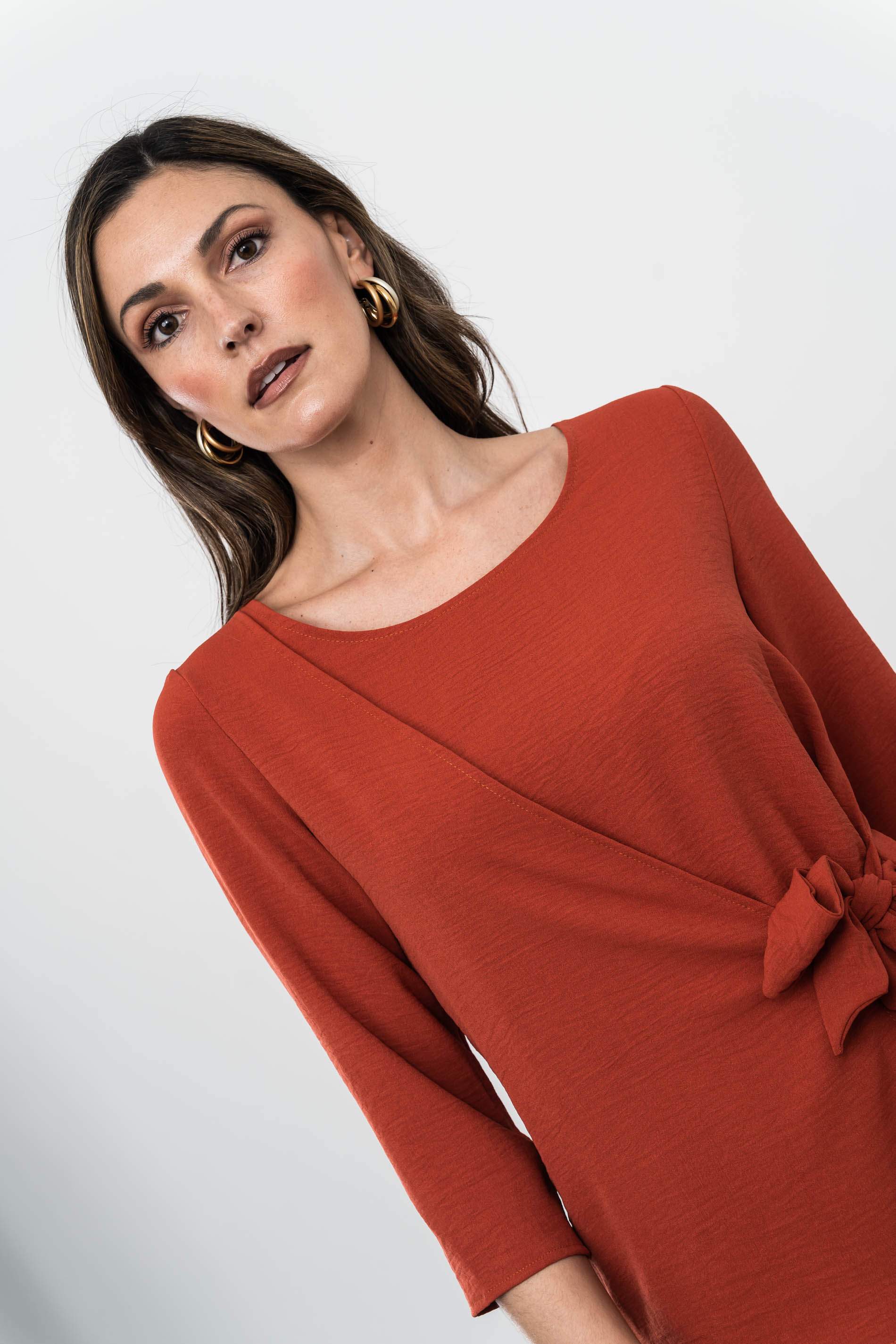 BLUSA EFECTO CRUZADO TEJA