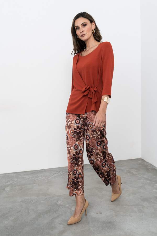 BLUSA EFECTO CRUZADO TEJA