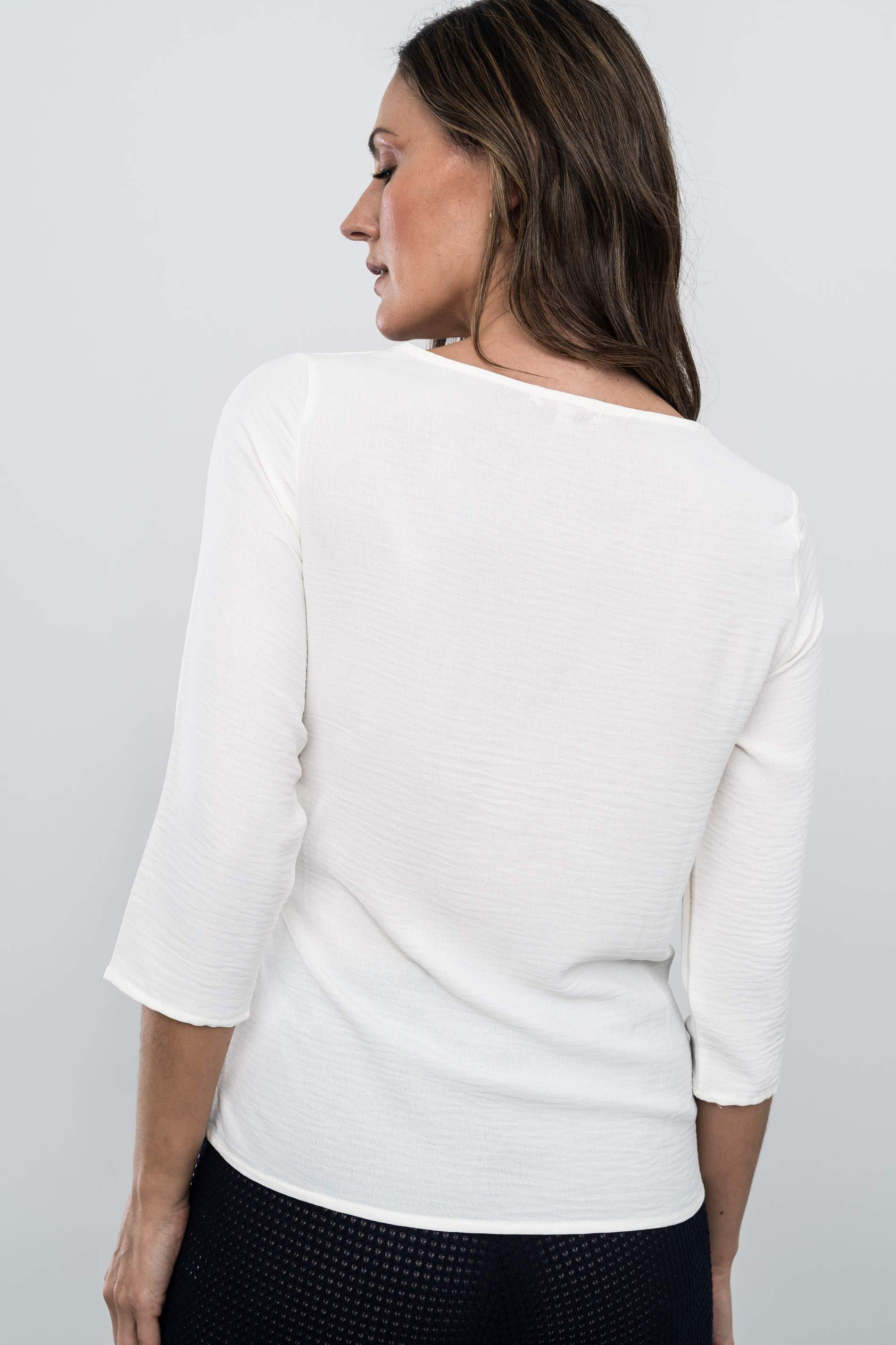 BLUS EFECTO CRUZADO MANGA FRANCESA CRUDO