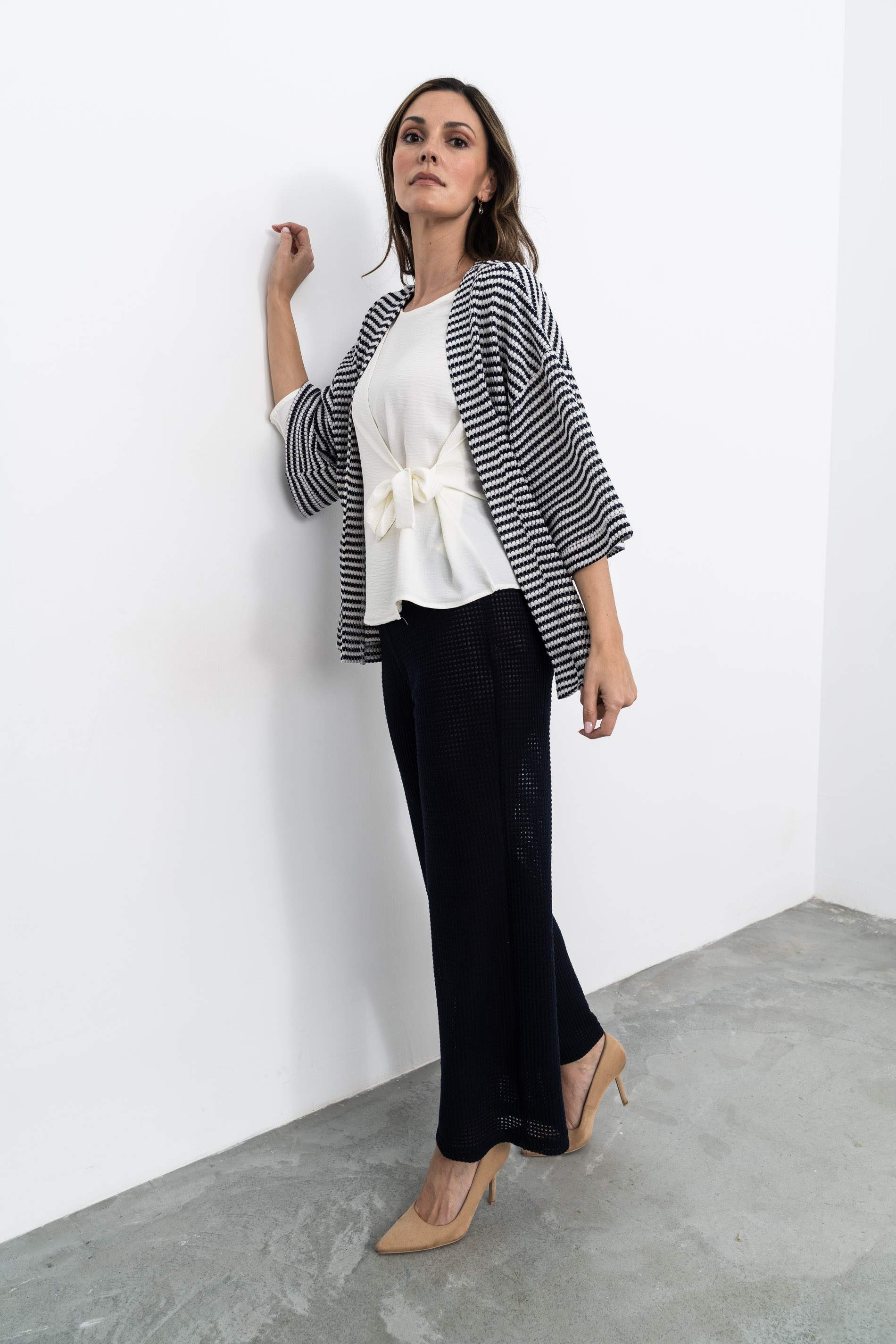 BLUS EFECTO CRUZADO MANGA FRANCESA CRUDO