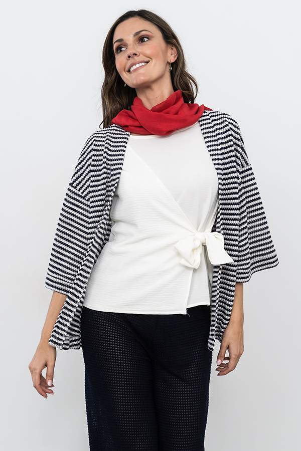 BLUS EFECTO CRUZADO MANGA FRANCESA CRUDO