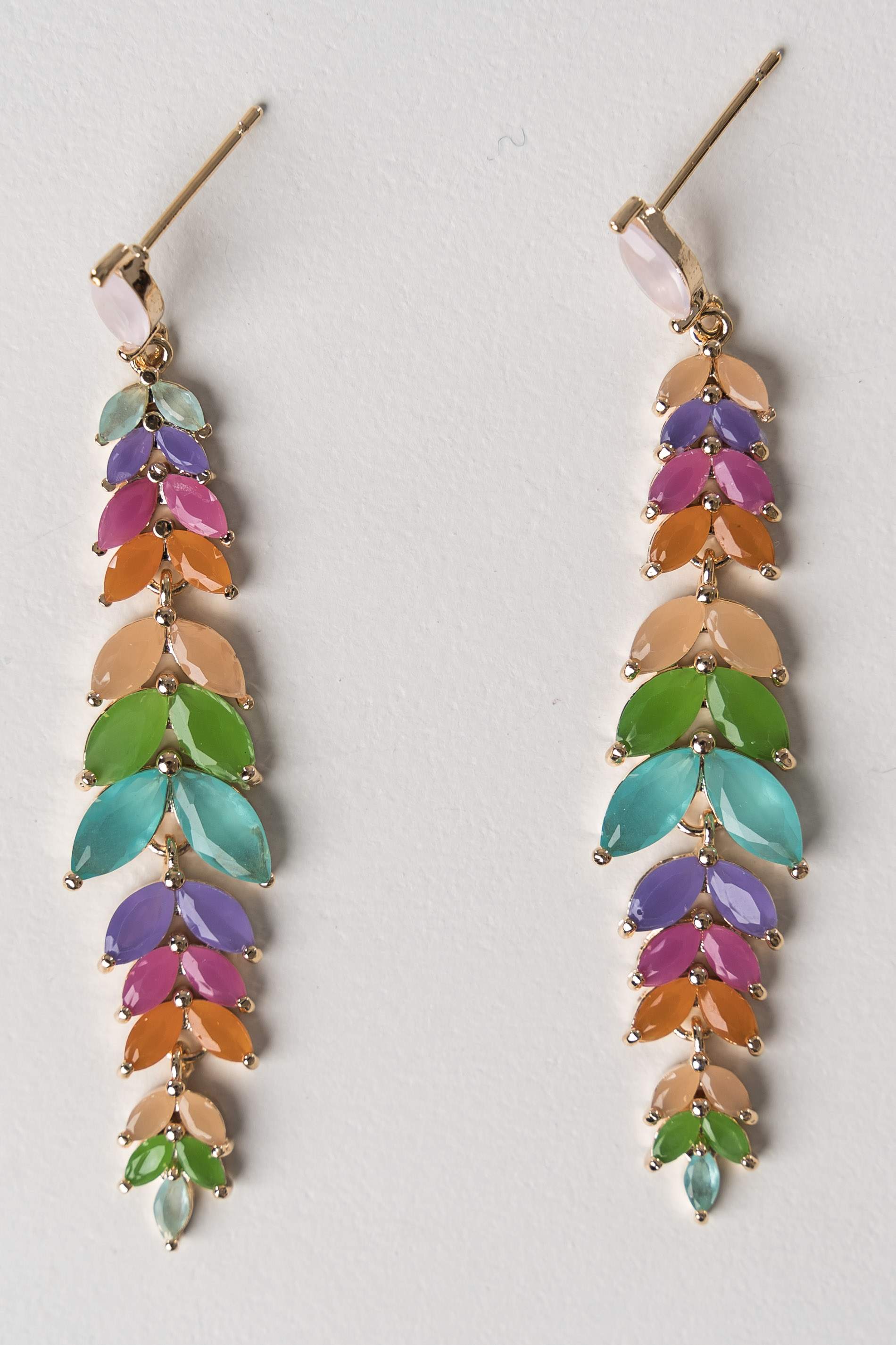 PENDIENTES HOJITAS CIRCONITAS COMBINADOS