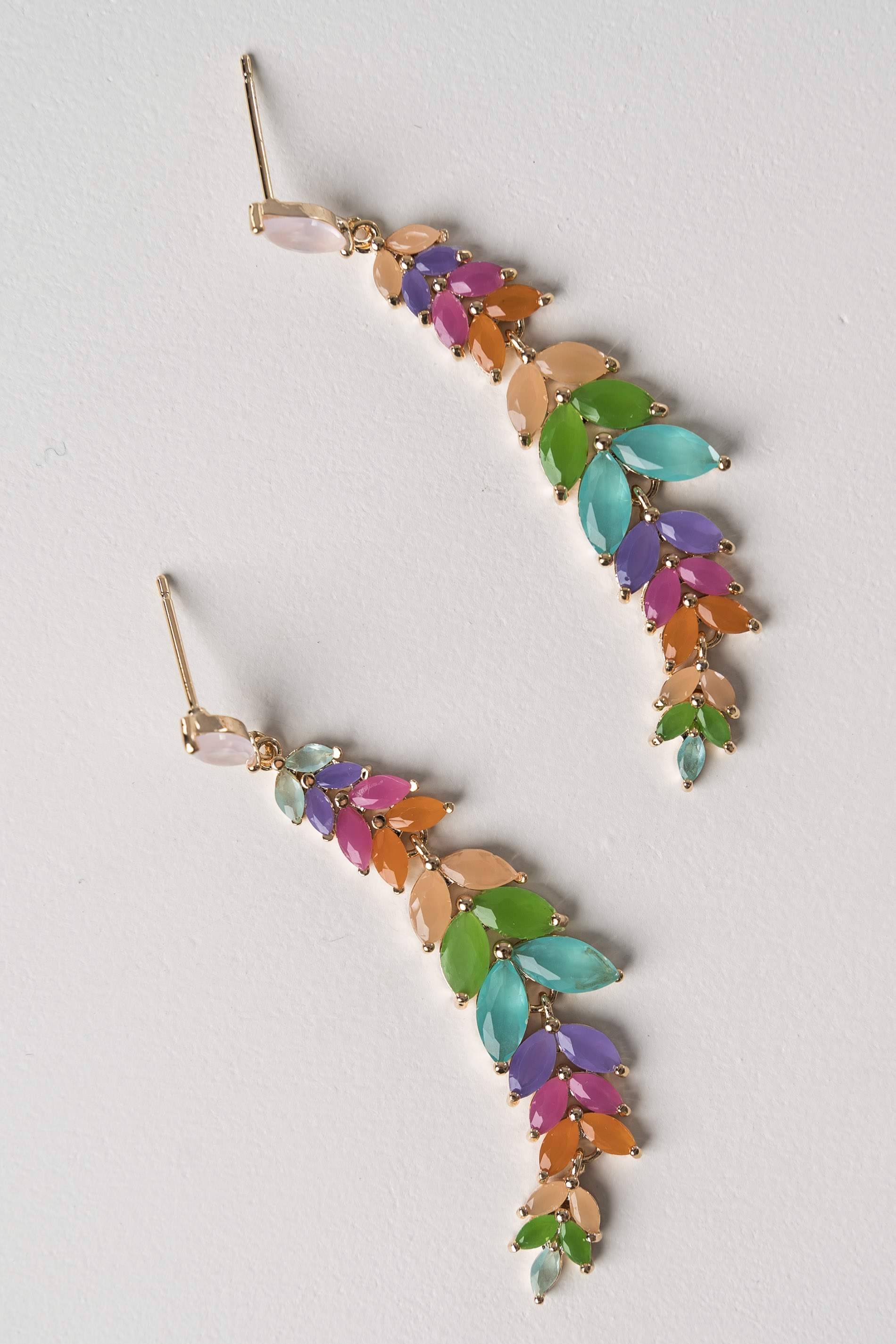 PENDIENTES HOJITAS CIRCONITAS COMBINADOS