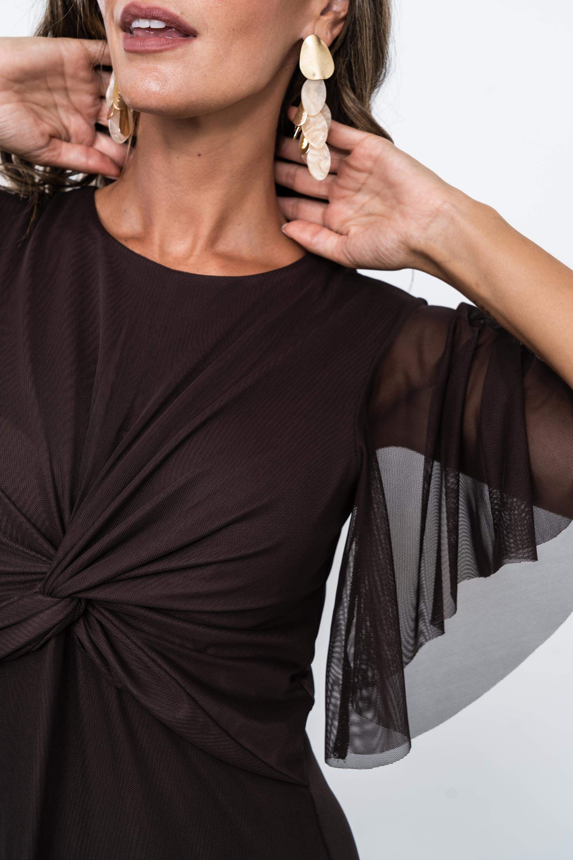 VESTIDO TUL NUDO CHOCOLATE