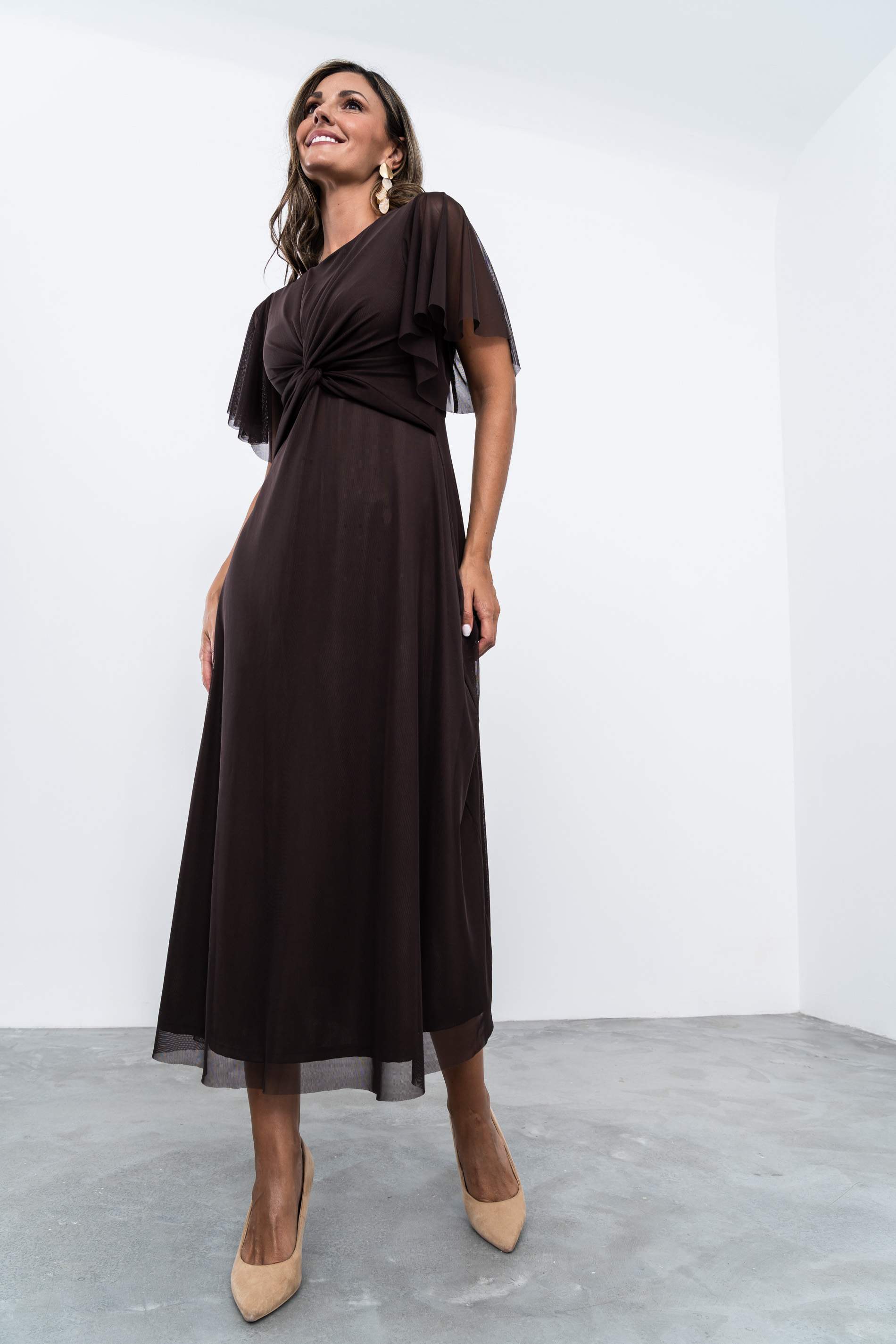 VESTIDO TUL NUDO CHOCOLATE