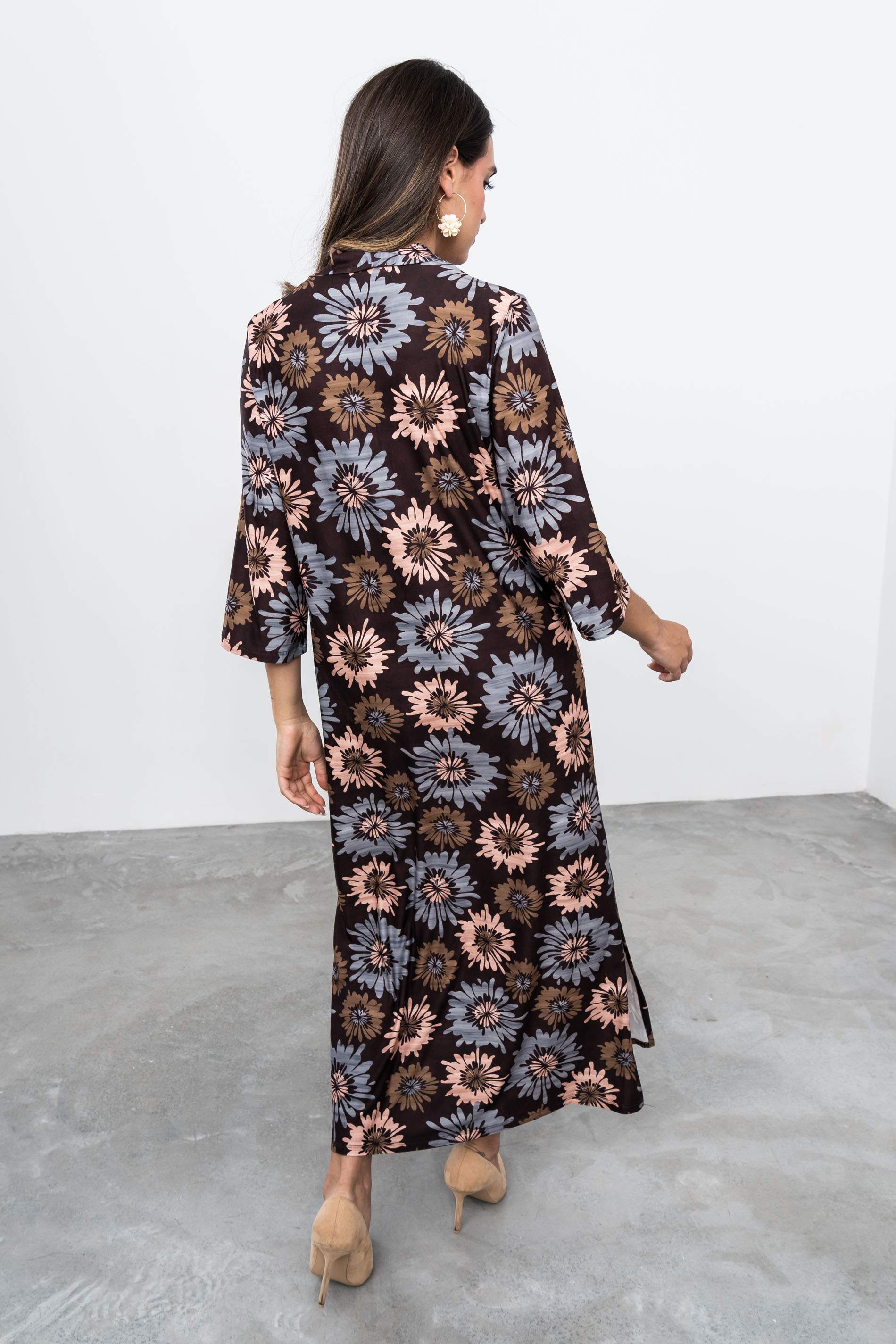 VESTIDO LARGO PLIEGUE FLORAL