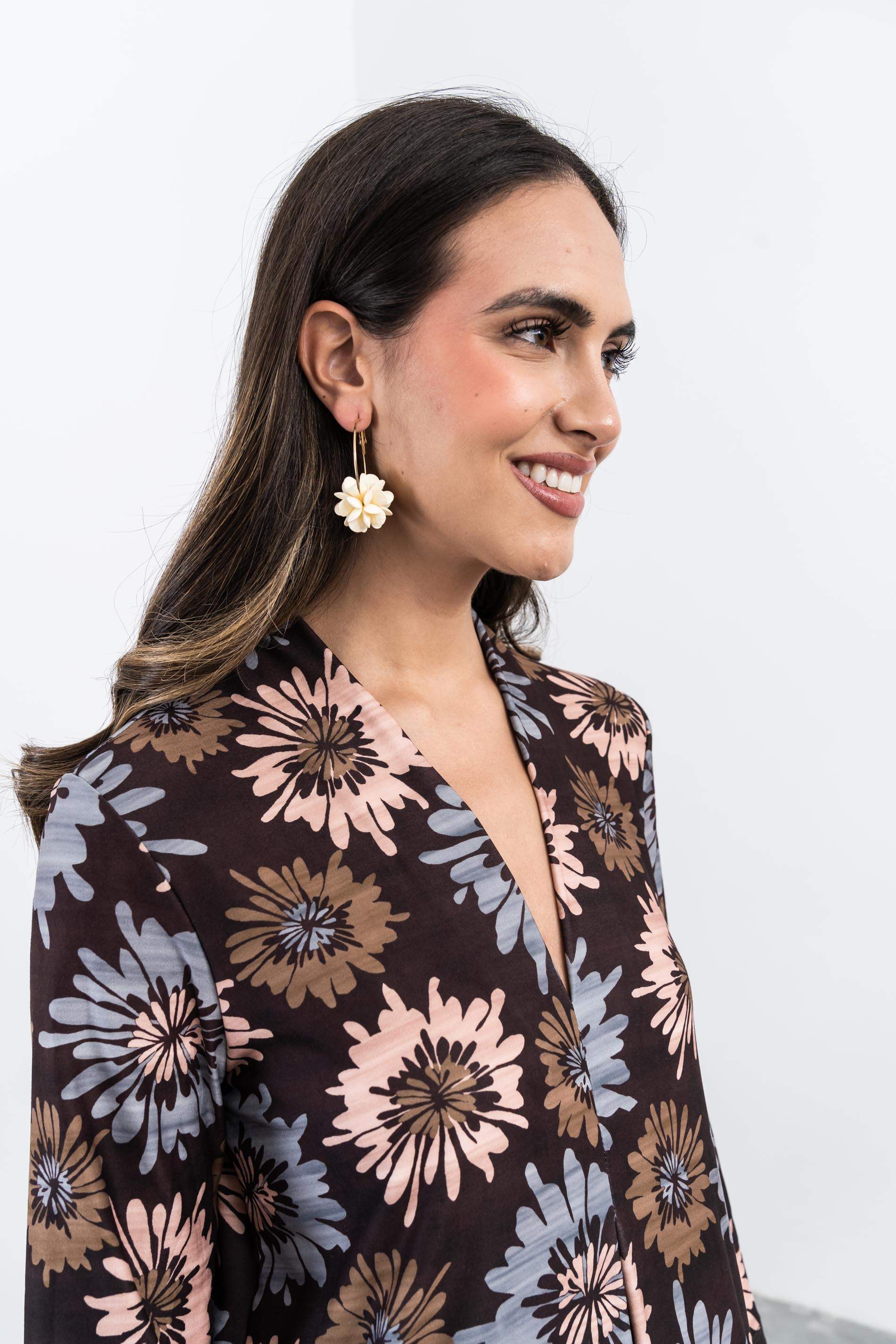 VESTIDO LARGO PLIEGUE FLORAL