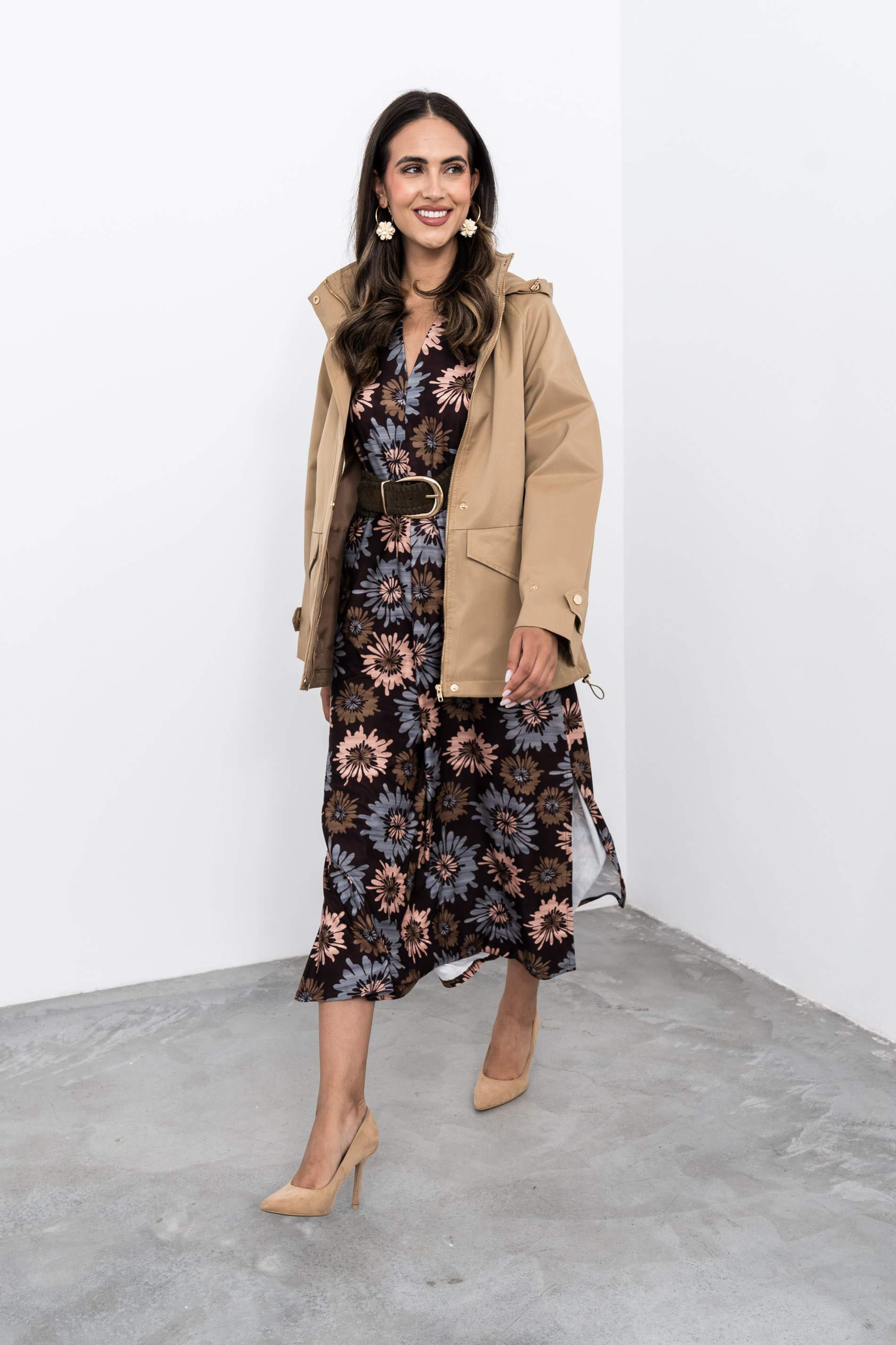 VESTIDO LARGO PLIEGUE FLORAL