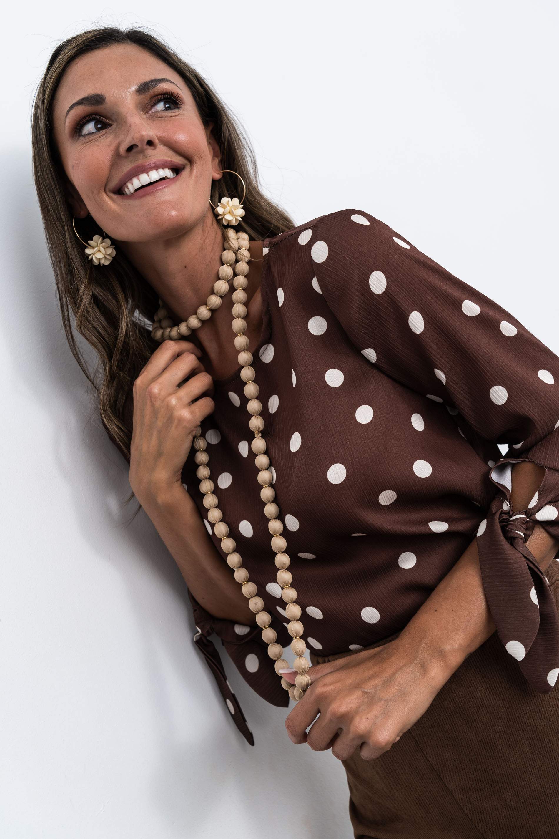 BLUSA PUÑO LAZOS TOPOS