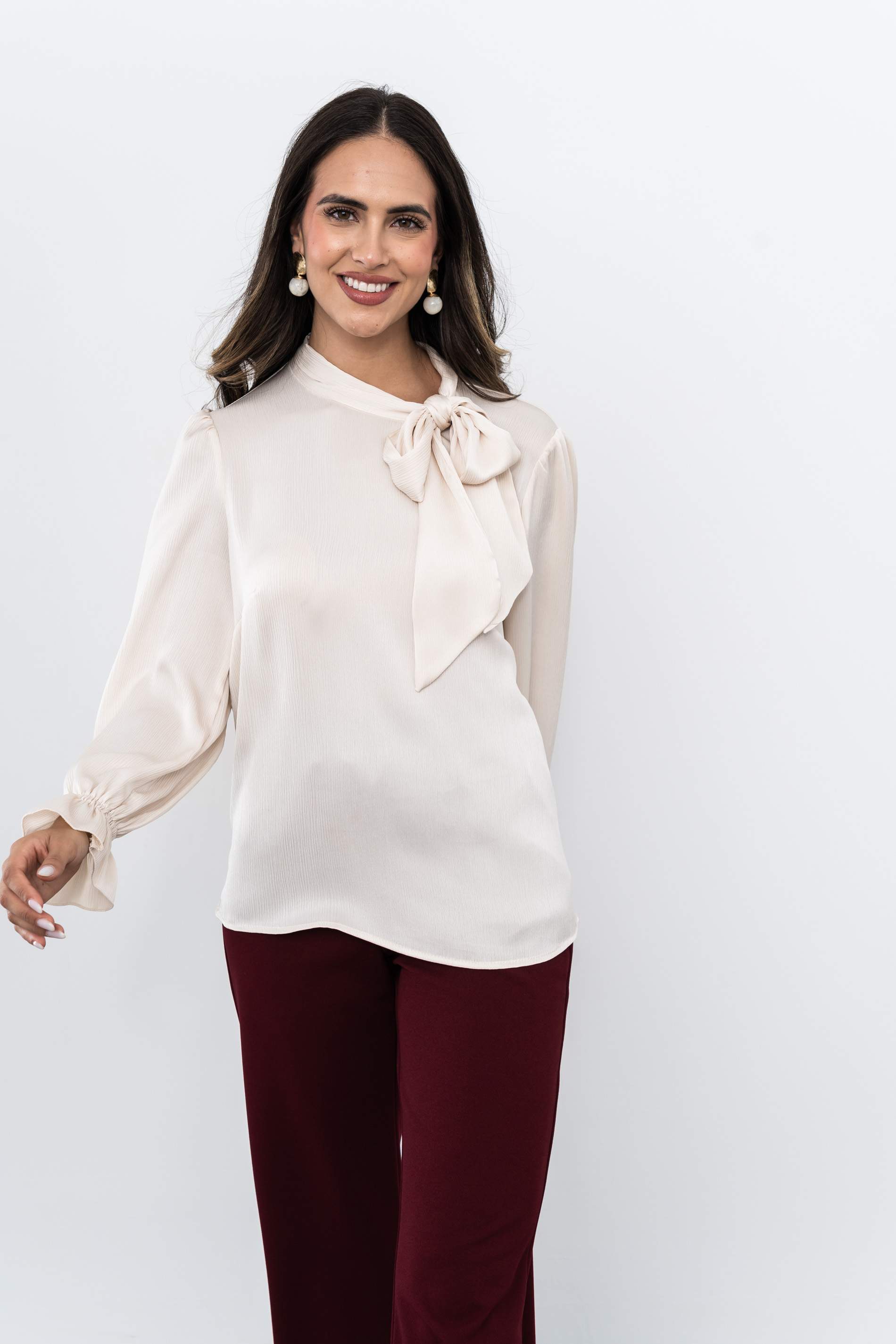 BLUSA PUÑO LAZO SATINADA