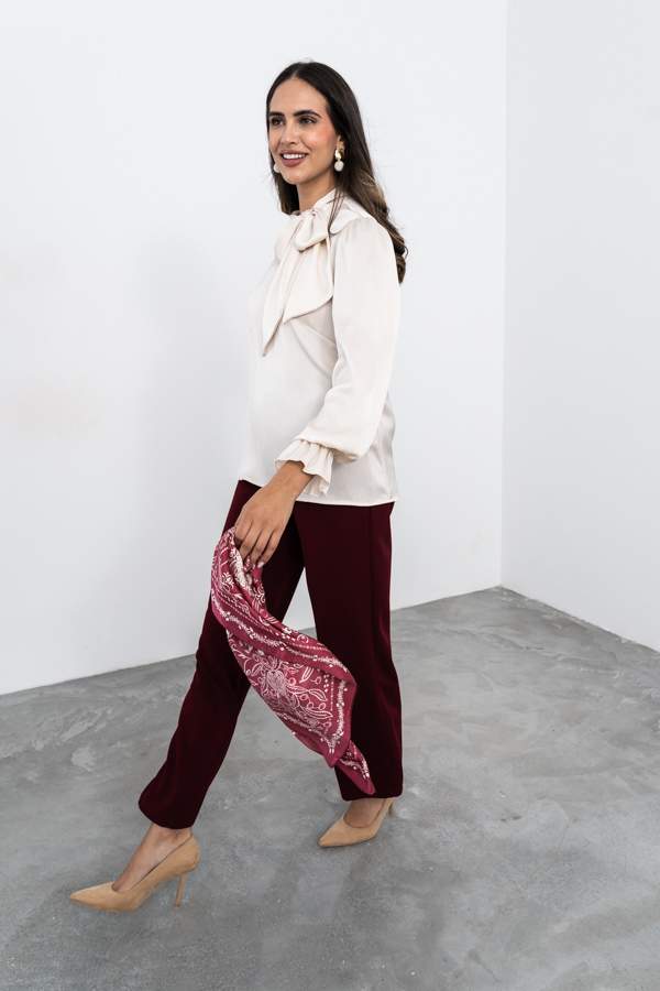 BLUSA PUÑO LAZO SATINADA