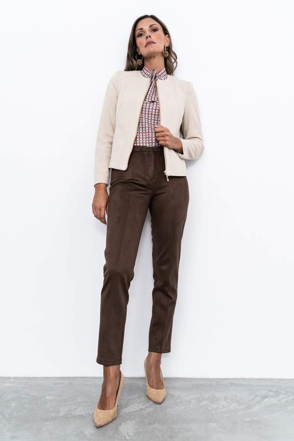 PANTALÓN EFECTO ANTE MARRÓN