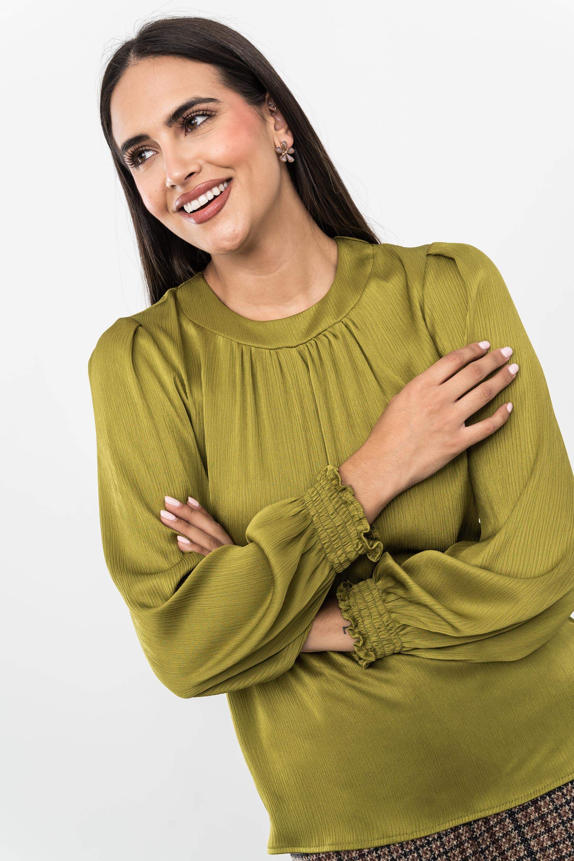 BLUSA FRUNCES ACEITE 