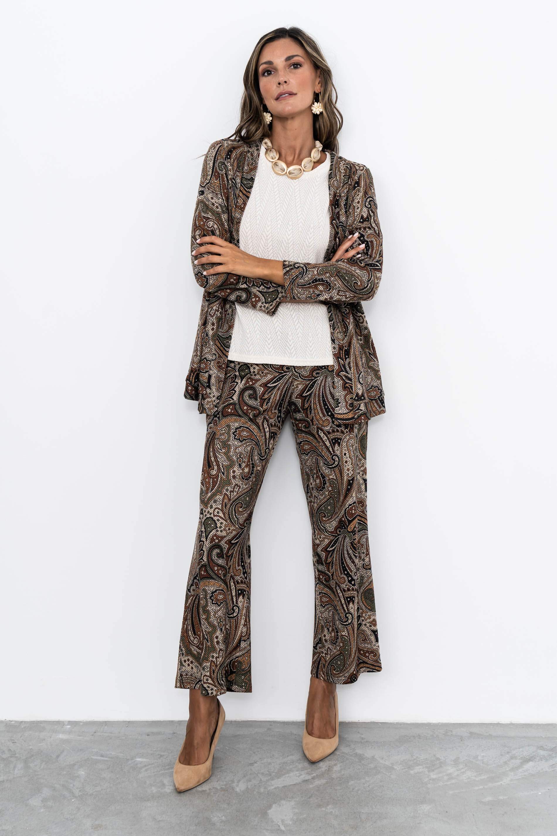 PANTALON PUNTO TEXTURA FLOR