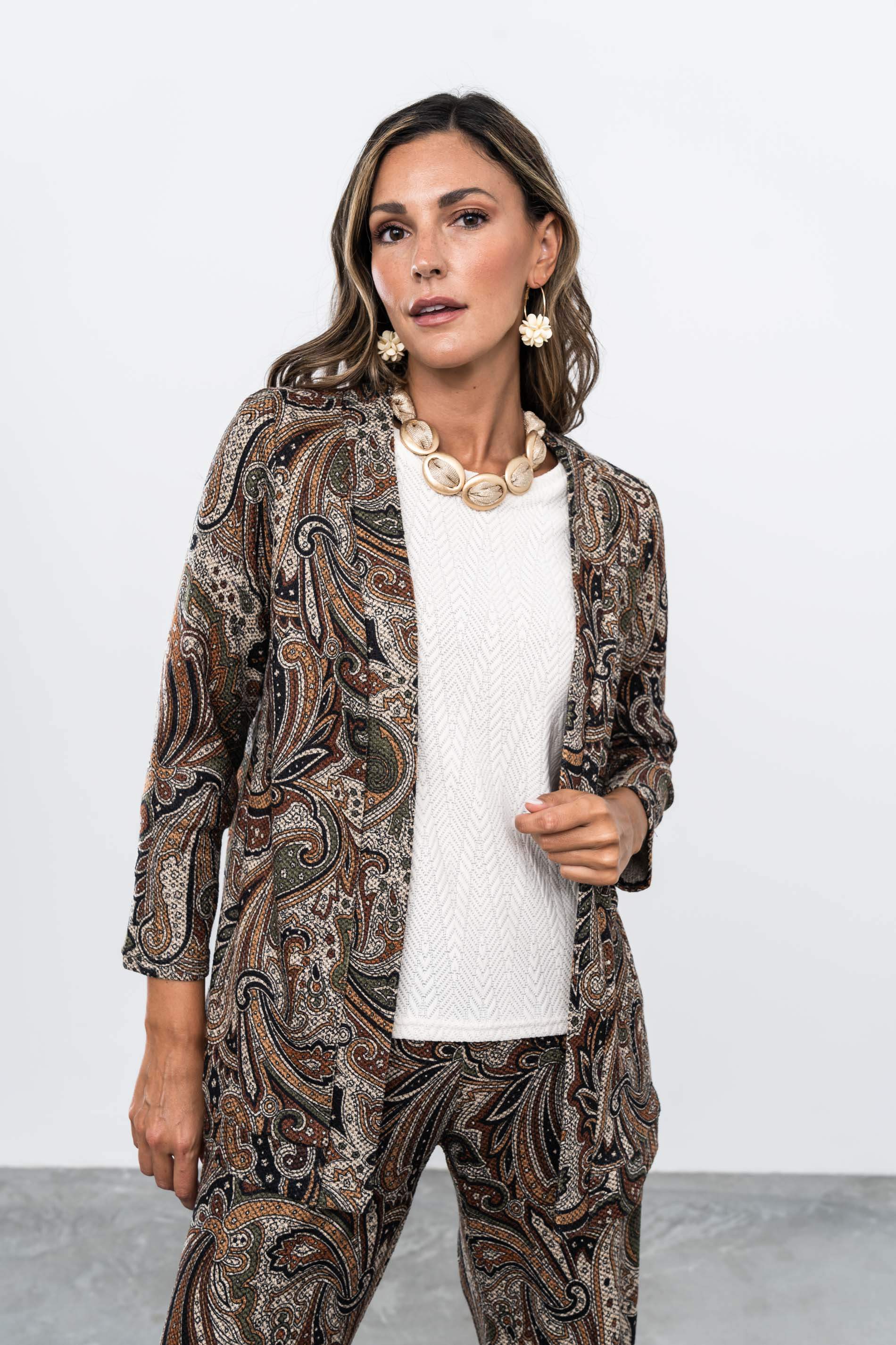 PANTALON PUNTO TEXTURA FLOR
