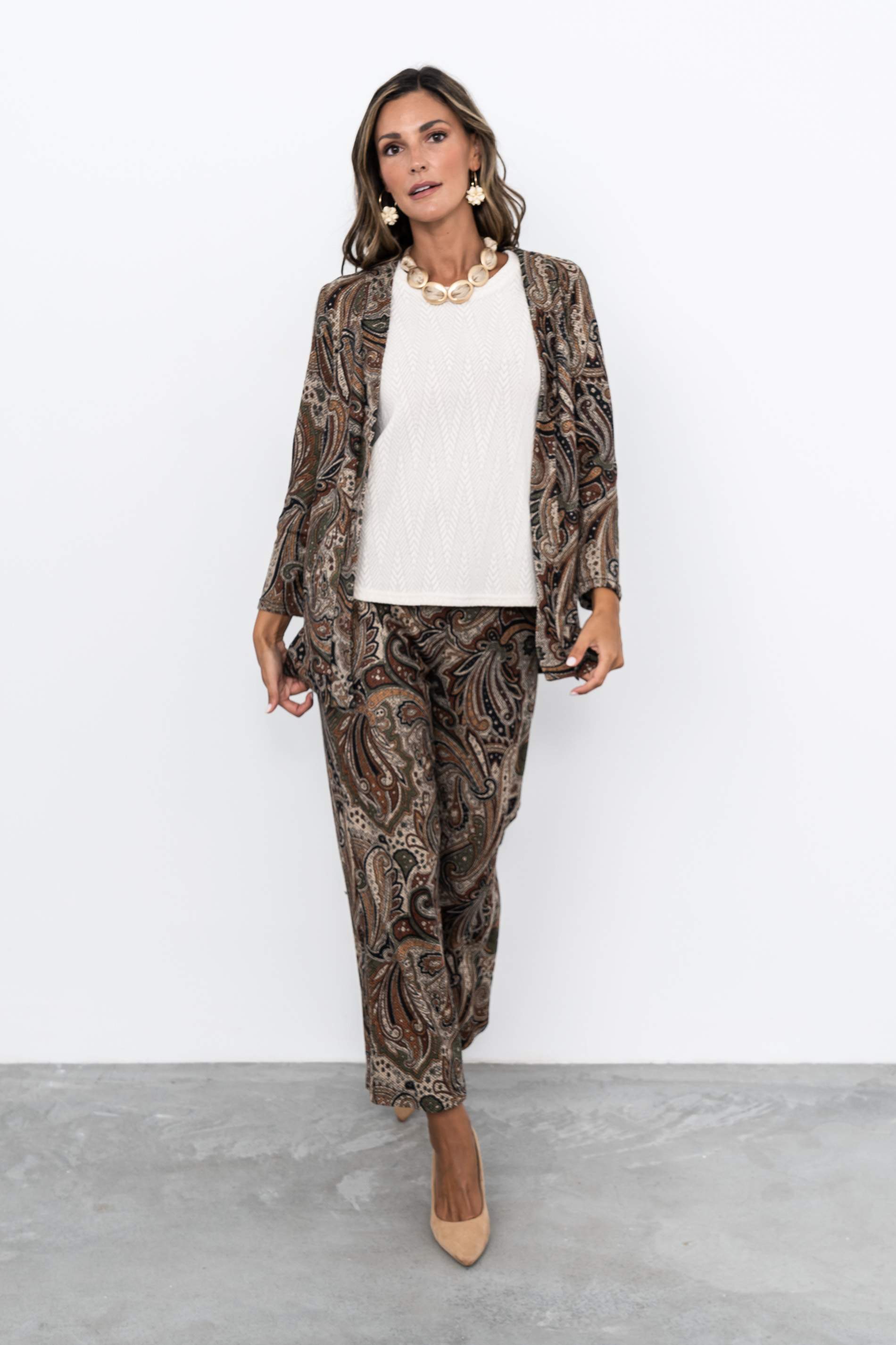 PANTALON PUNTO TEXTURA FLOR
