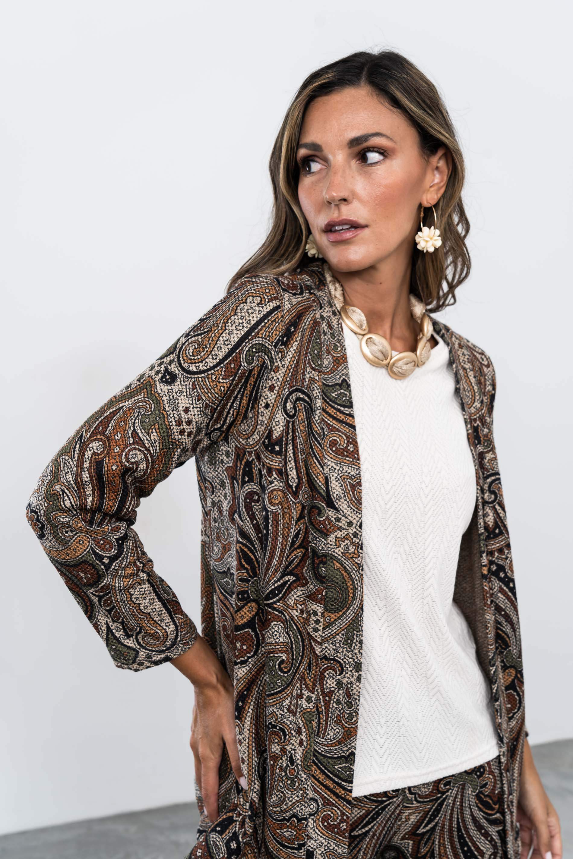 CHAQUETA PUNTO TEXTURA FLOR