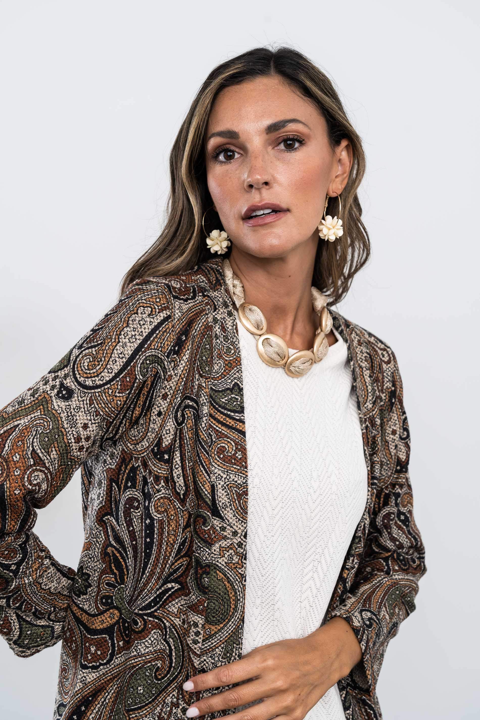 CHAQUETA PUNTO TEXTURA FLOR