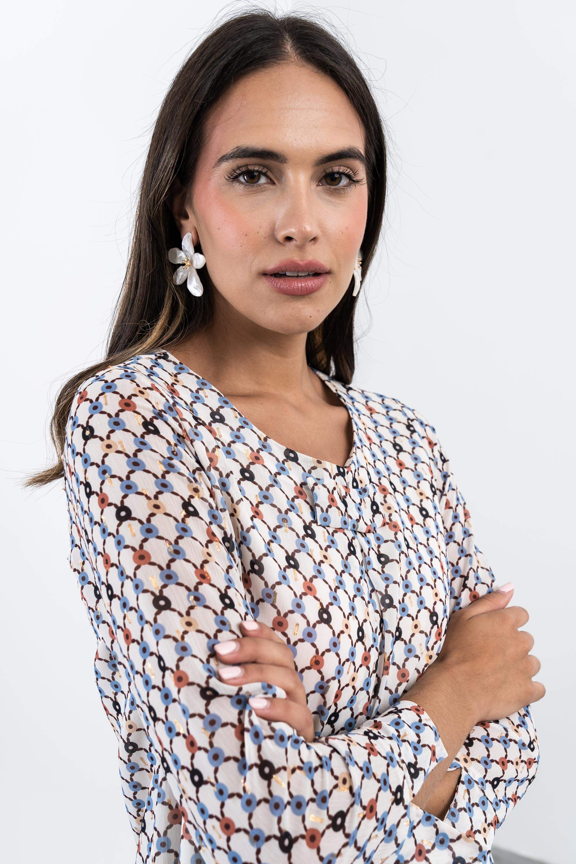 BLUSA ESTAMPADOS GEOMETRICOS LAZOS