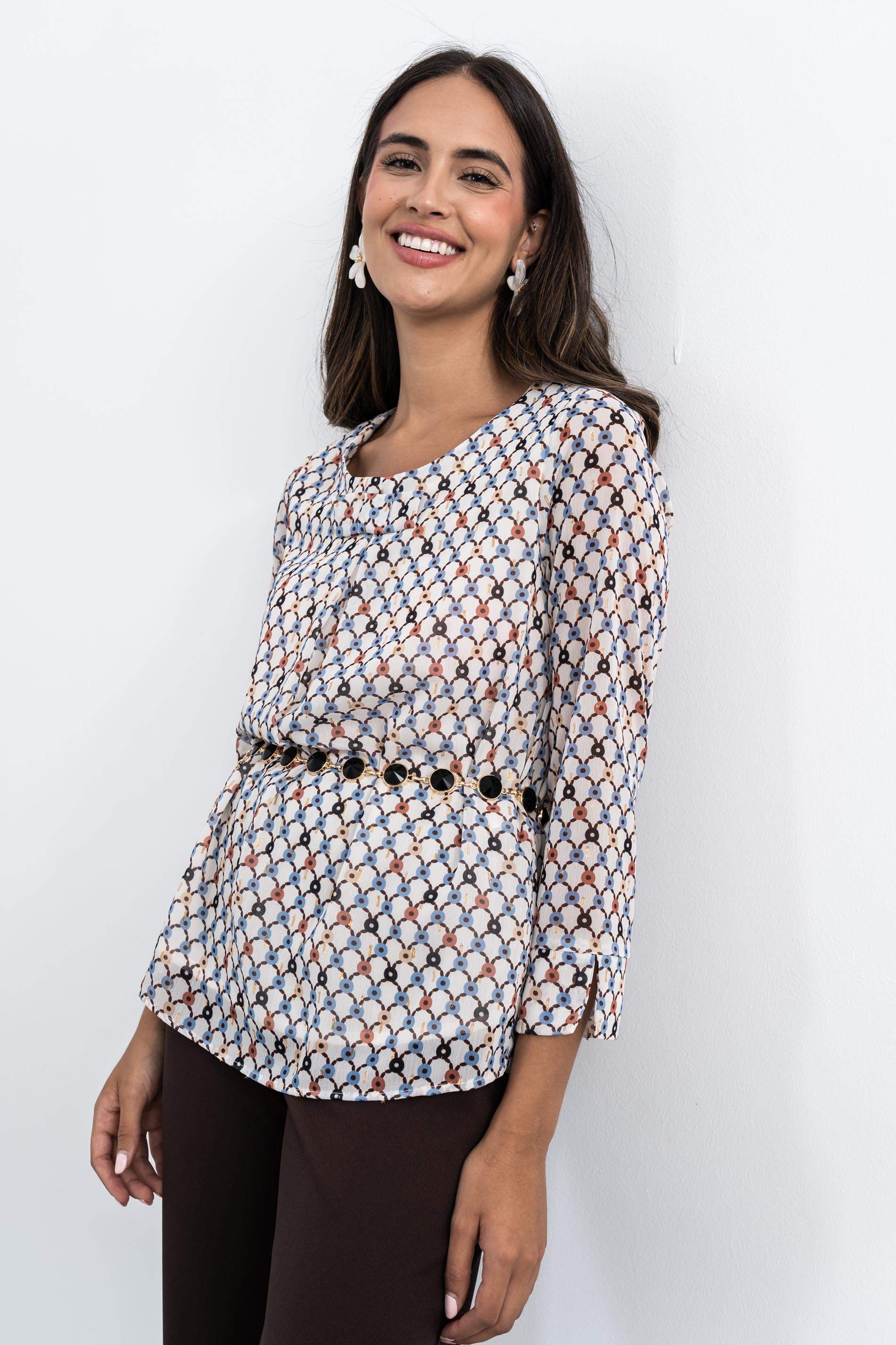 BLUSA ESTAMPADOS GEOMETRICOS LAZOS