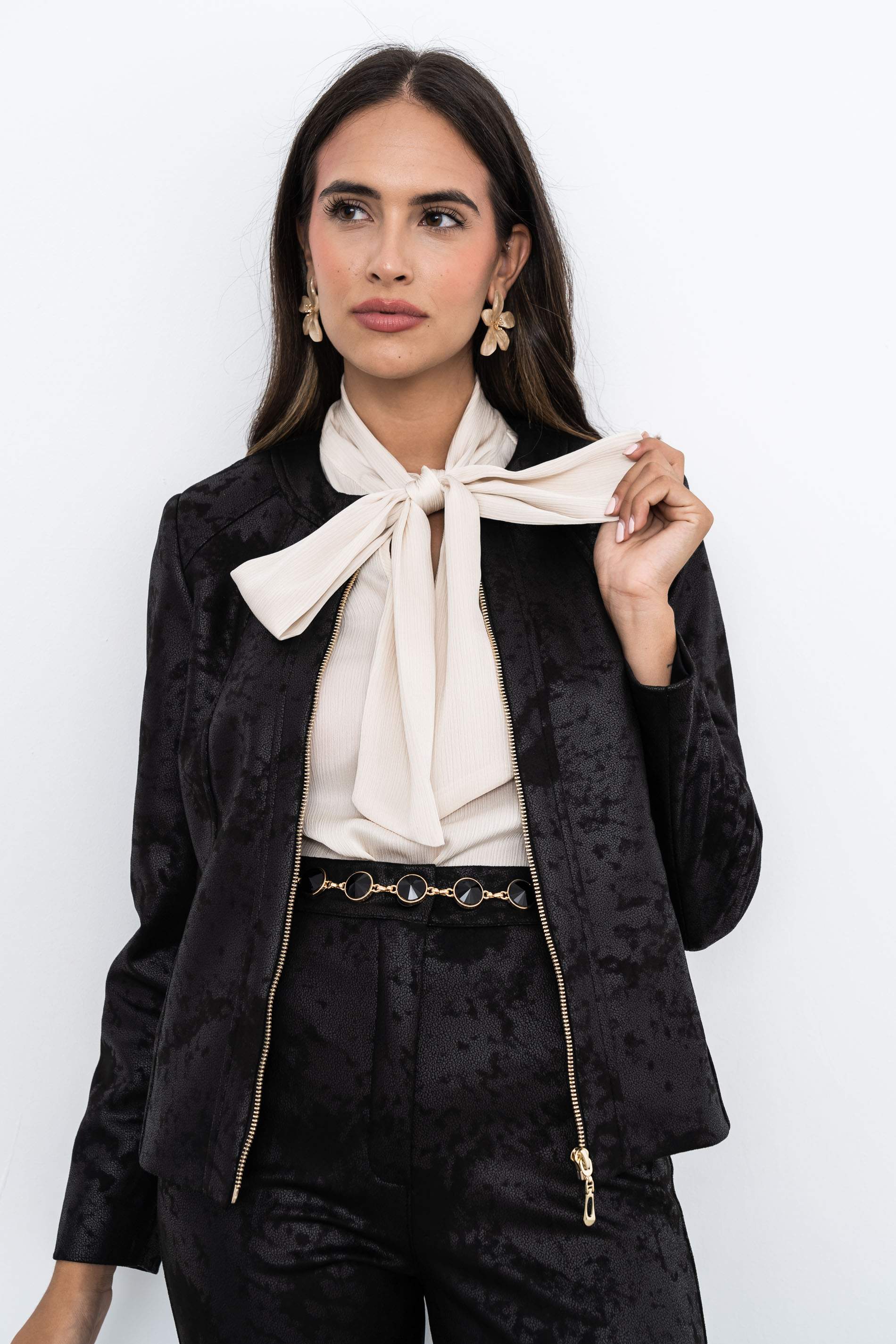 CHAQUETA EFECTO PIEL CREMALLERA