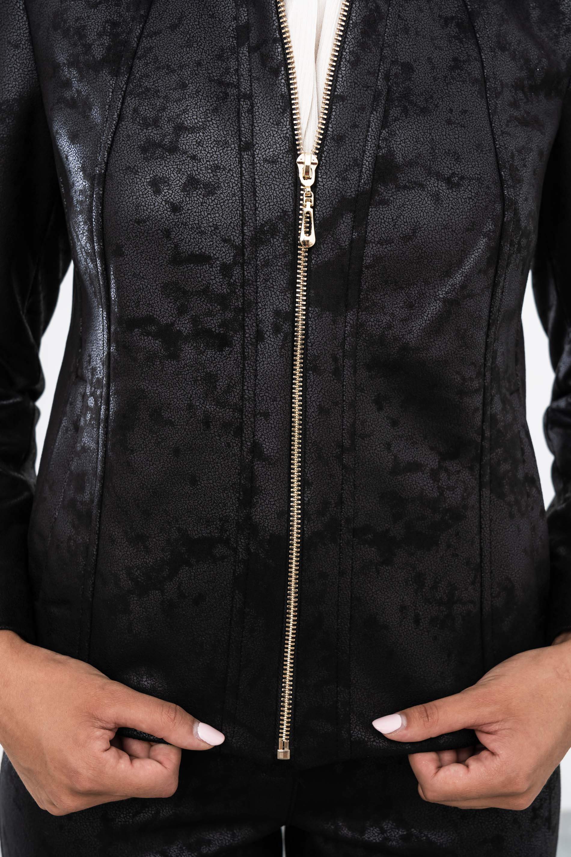 CHAQUETA EFECTO PIEL CREMALLERA