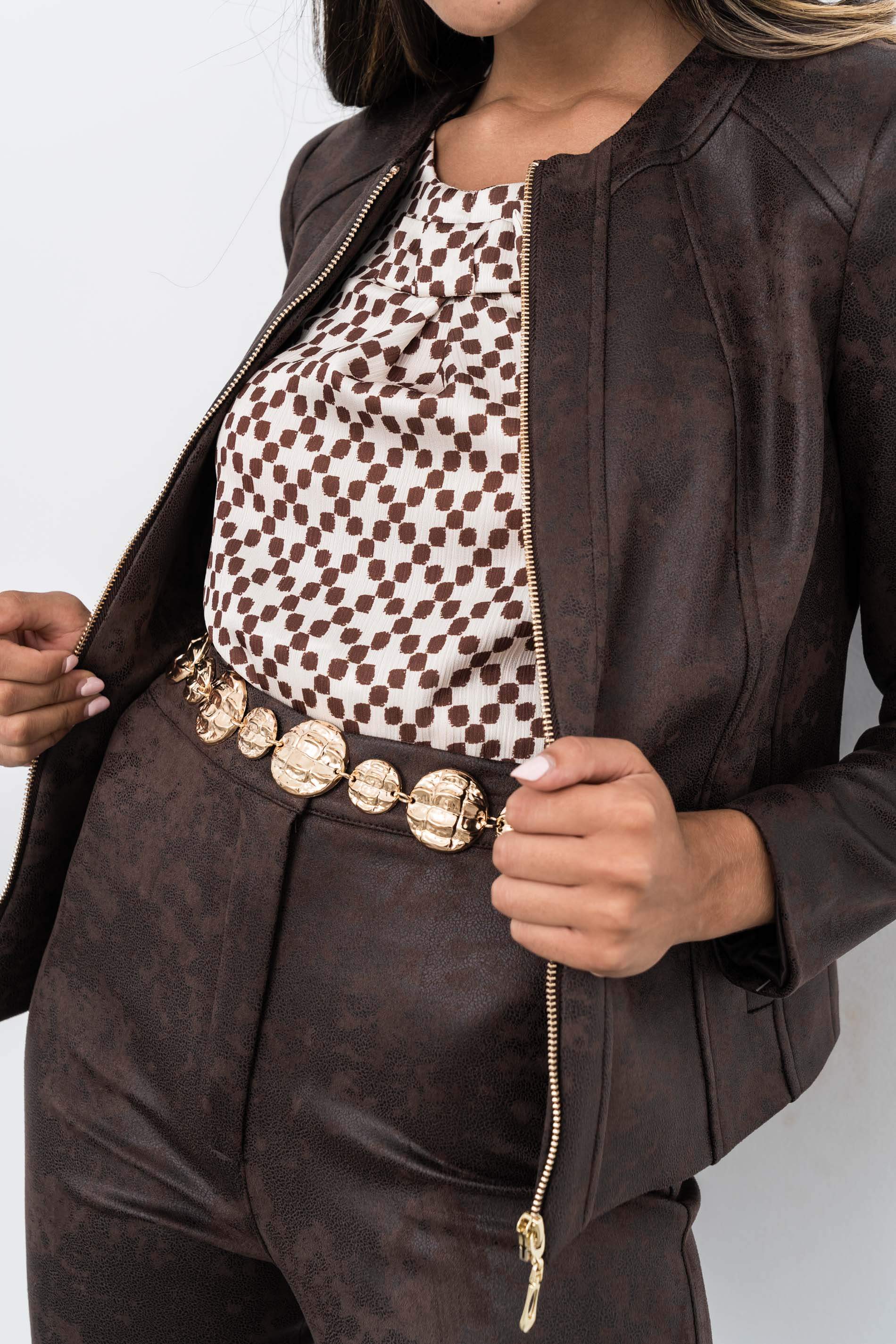 CHAQUETA EFECTO PIEL CREMALLERA
