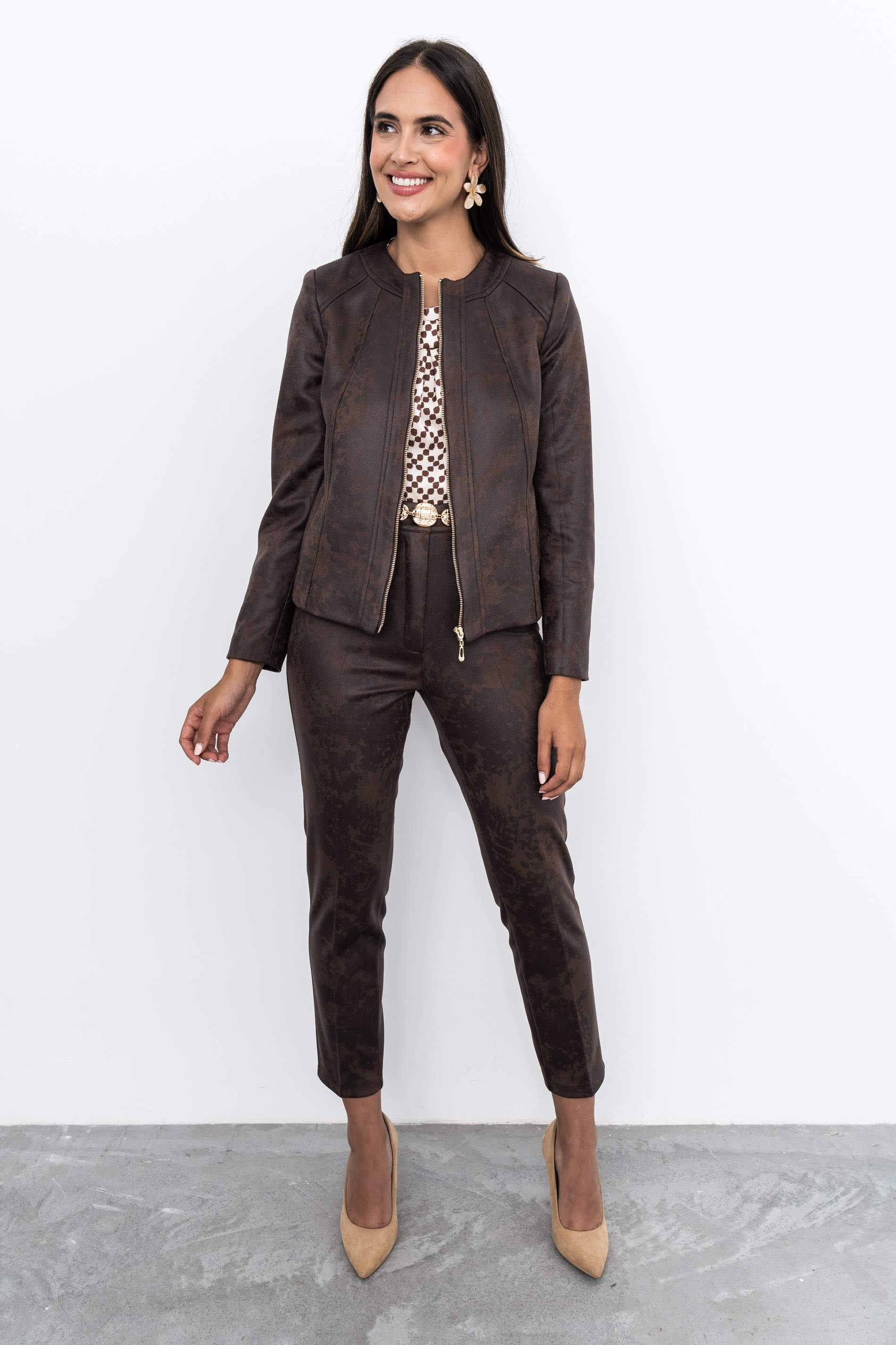 CHAQUETA EFECTO PIEL CREMALLERA
