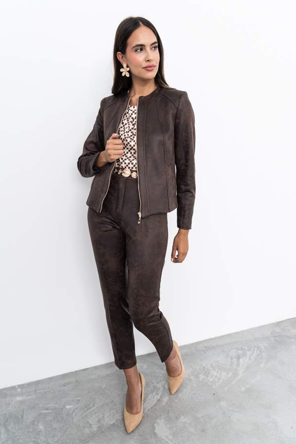 CHAQUETA EFECTO PIEL CREMALLERA