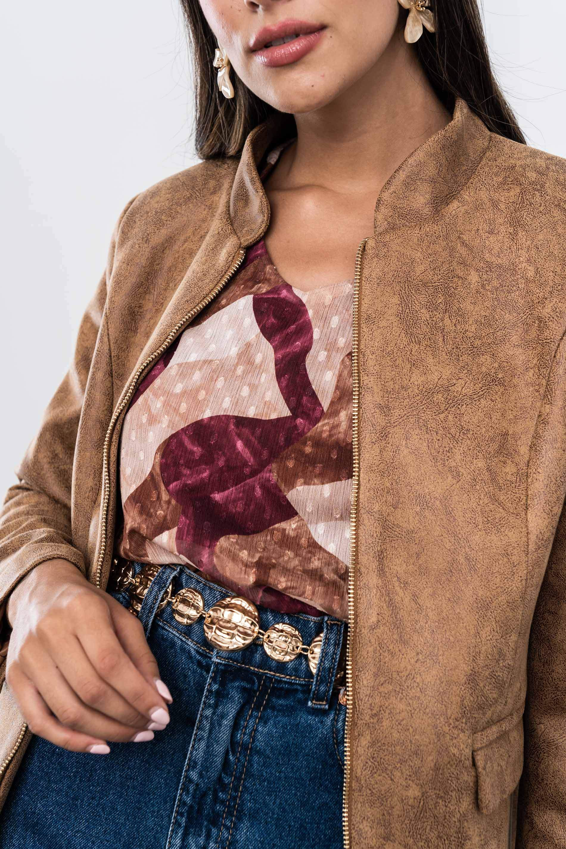 CHAQUETA EFECTO PIEL