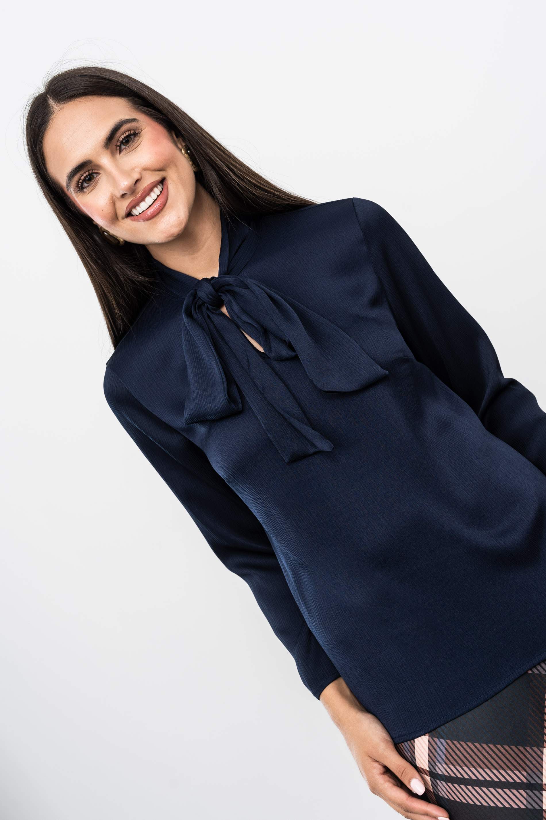 BLUSA LAZADA SATINADA MARINO