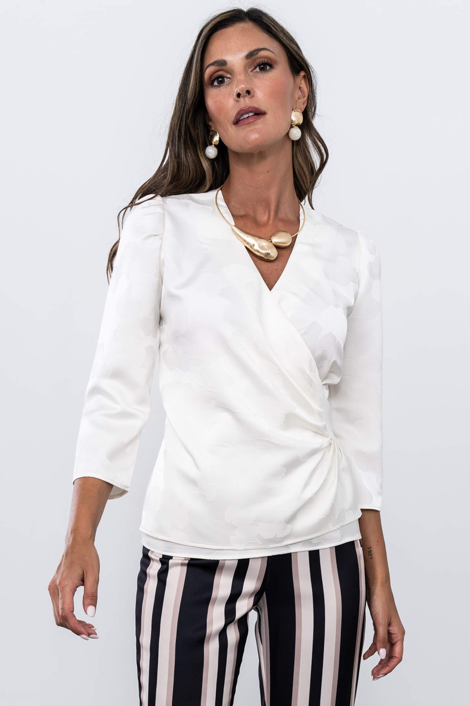 BLUSA RECOGIDO LATERAL JACQUARD