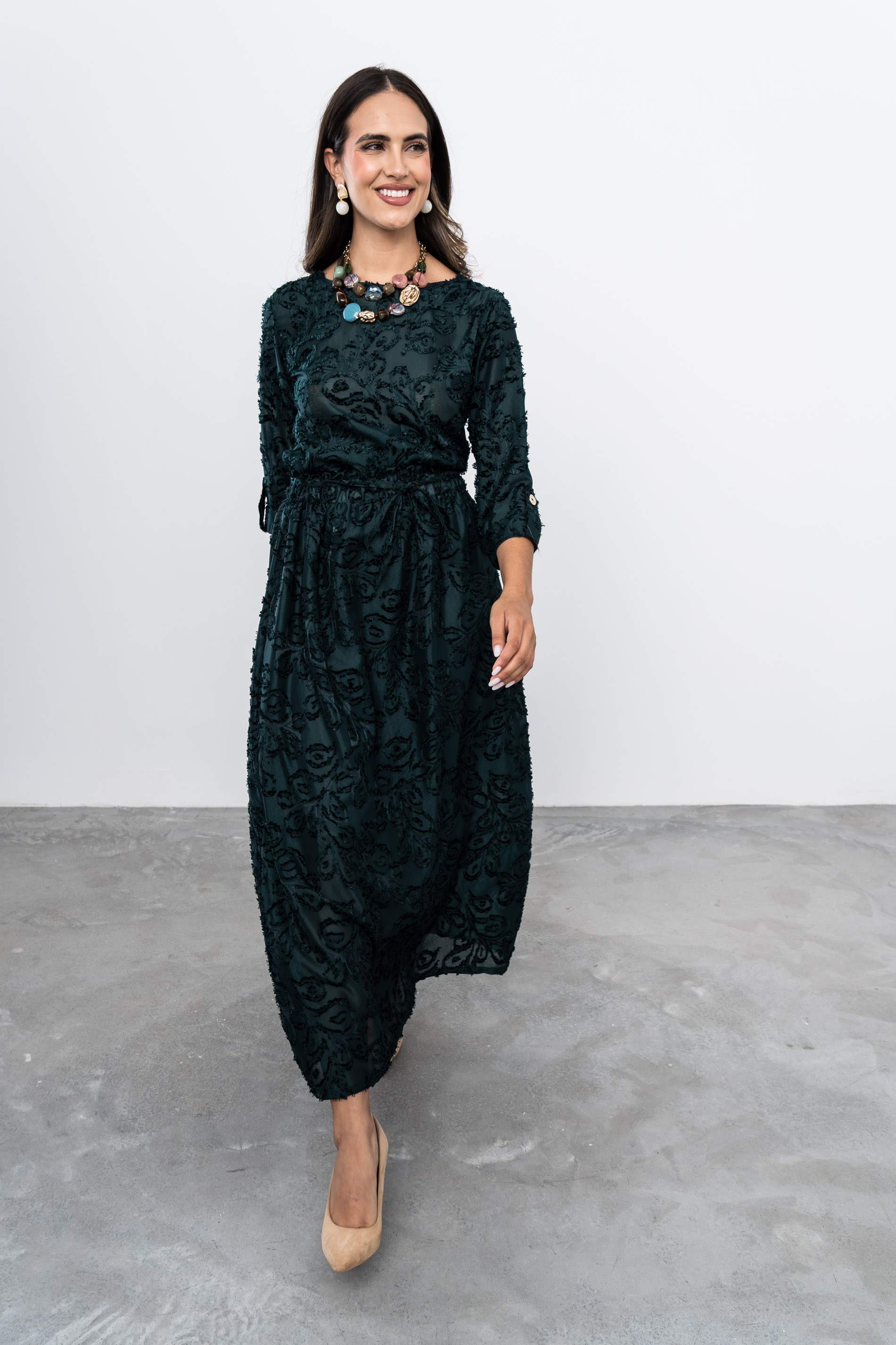 BLUSA JACQUARD BOTÓN MANGA