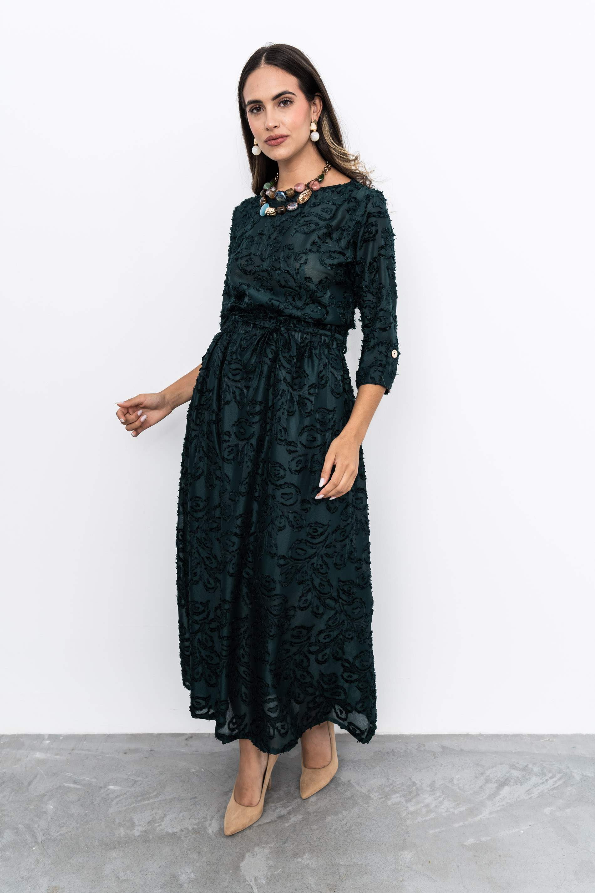 BLUSA JACQUARD BOTÓN MANGA