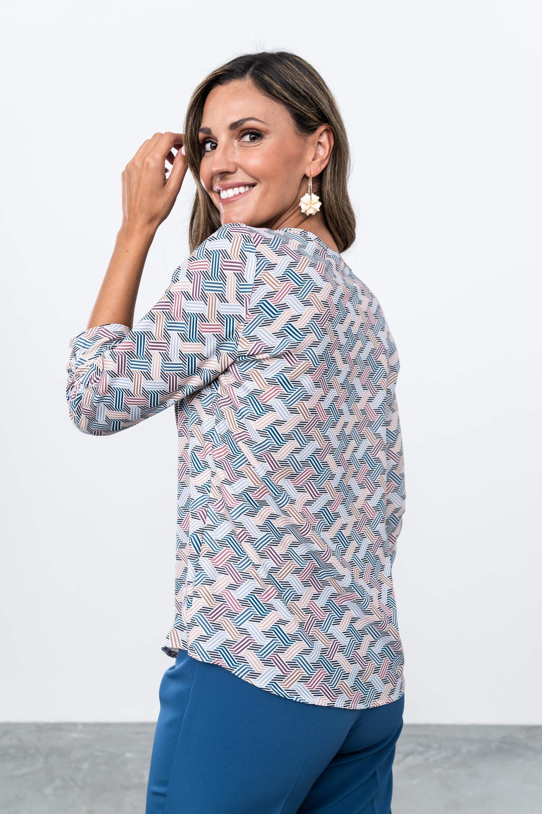 BLUSA PUÑO FRUNCIDO ENREJADO